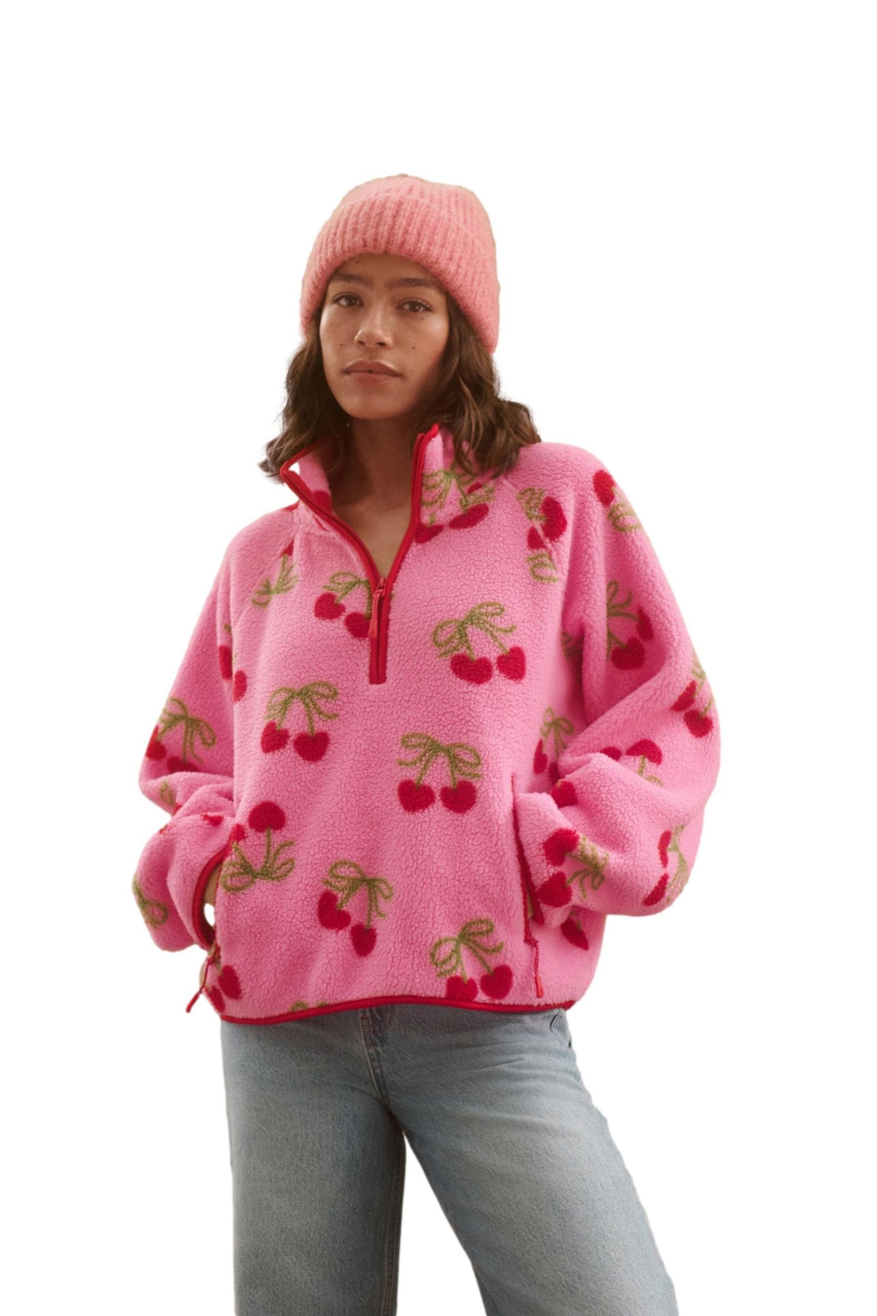 Next Fleecepullover Active Borgjacke mit Viertel-Reißverschluss (1-tlg)