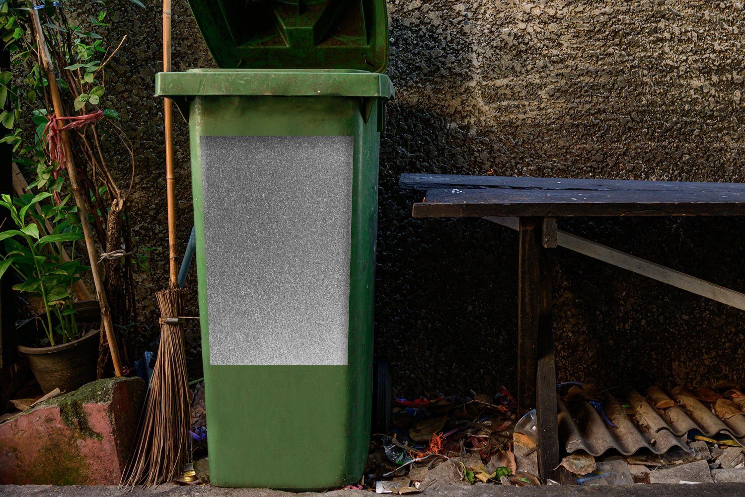 MuchoWow Wandsticker Sticker, - weiß Glitzer Mülltonne, mit St), Abfalbehälter Mülleimer-aufkleber, Kupferfarbener Hintergrund und (1 Container, schwarz