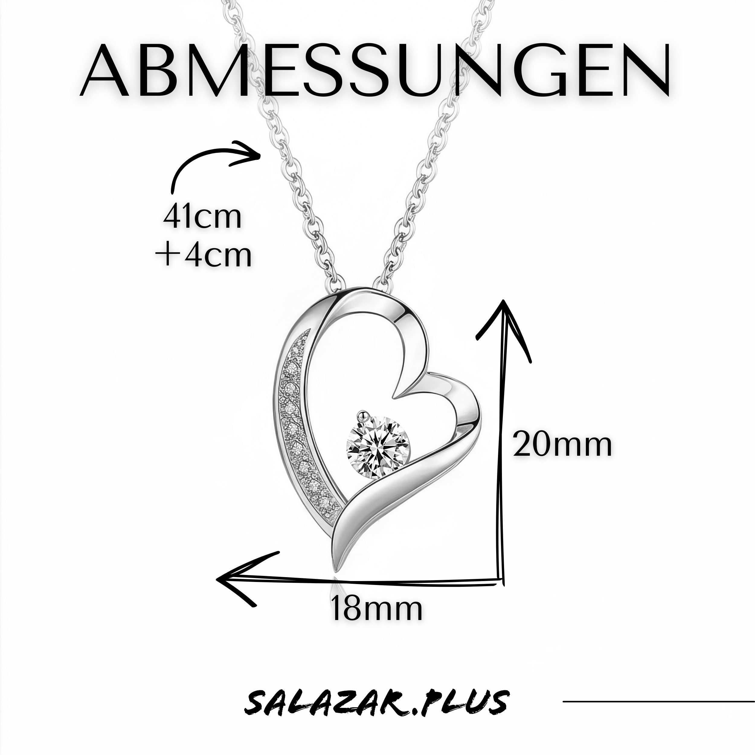 salazar.plus Kette mit Anhänger Elegante 925 Silber vergoldete Luxus Damenkette mit Herzanhänger, Luxuriöse 925er Herzkette vergoldet – romantisches Geschenk