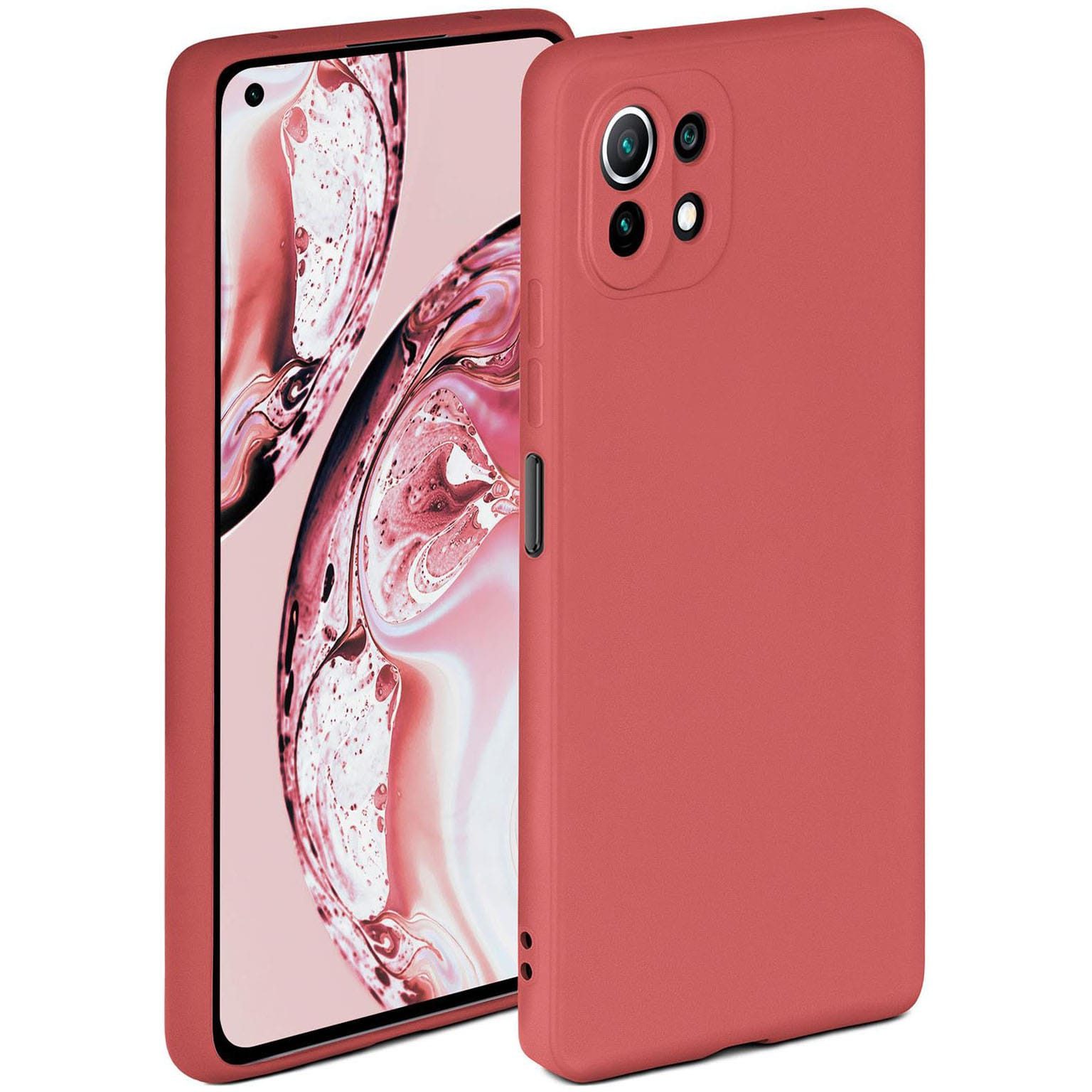 ONEFLOW Handyhülle für Xiaomi Mi 11 Lite 5G Hülle Silikon Soft Case Weinrot 6,55 Zoll, Silikonhülle Cover Dünn Handytasche TPU Schutzhülle mit Kameraschutz