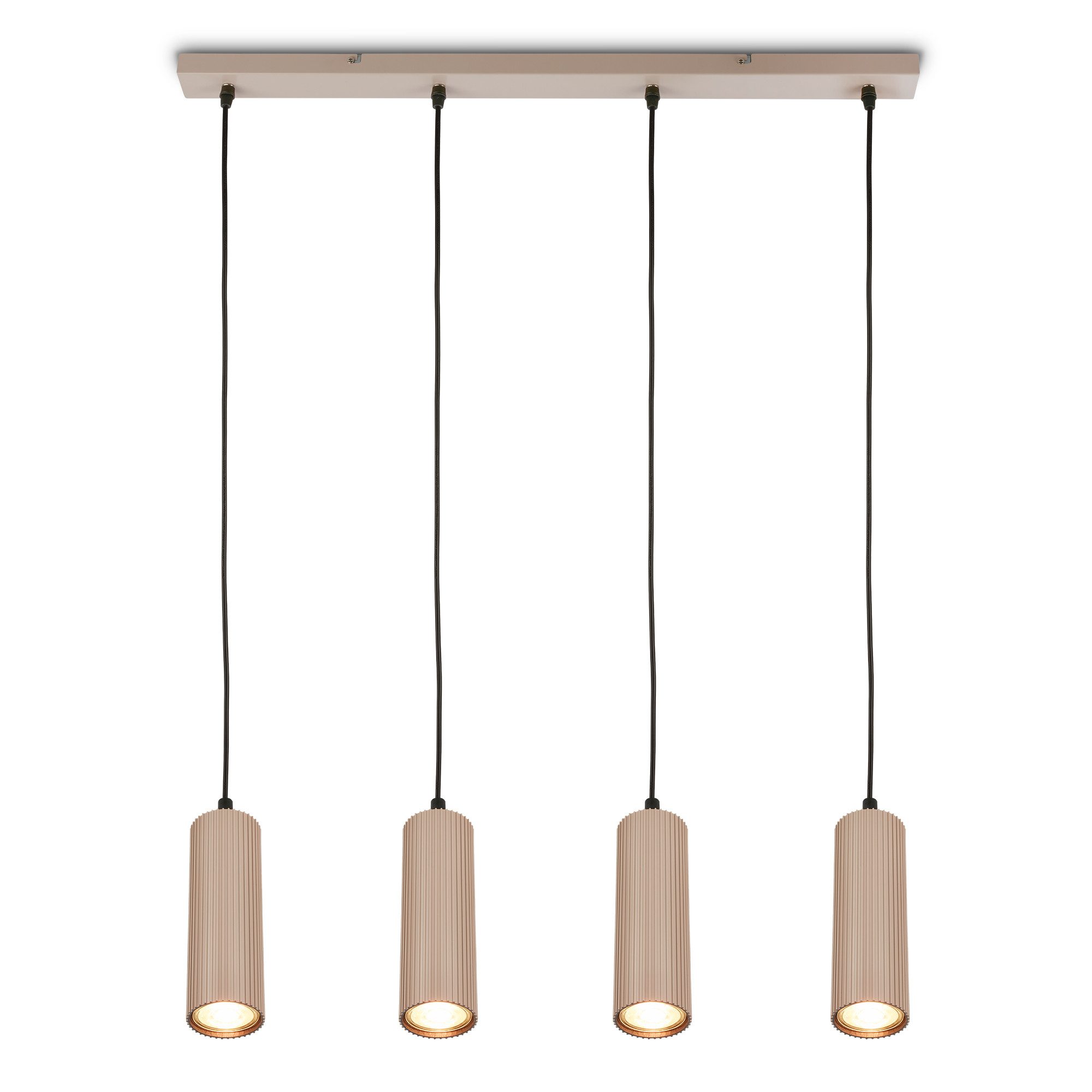 Briloner Leuchten LED Pendelleuchte Hängelampe Höhenverstellbar GU10 Riffle-Optik, 4-Flammig, ohne Leuchtmittel, Abhängig vom Leuchtmittel, 20x120 cm, Esszimmer, Esstisch, Wohnzimmer