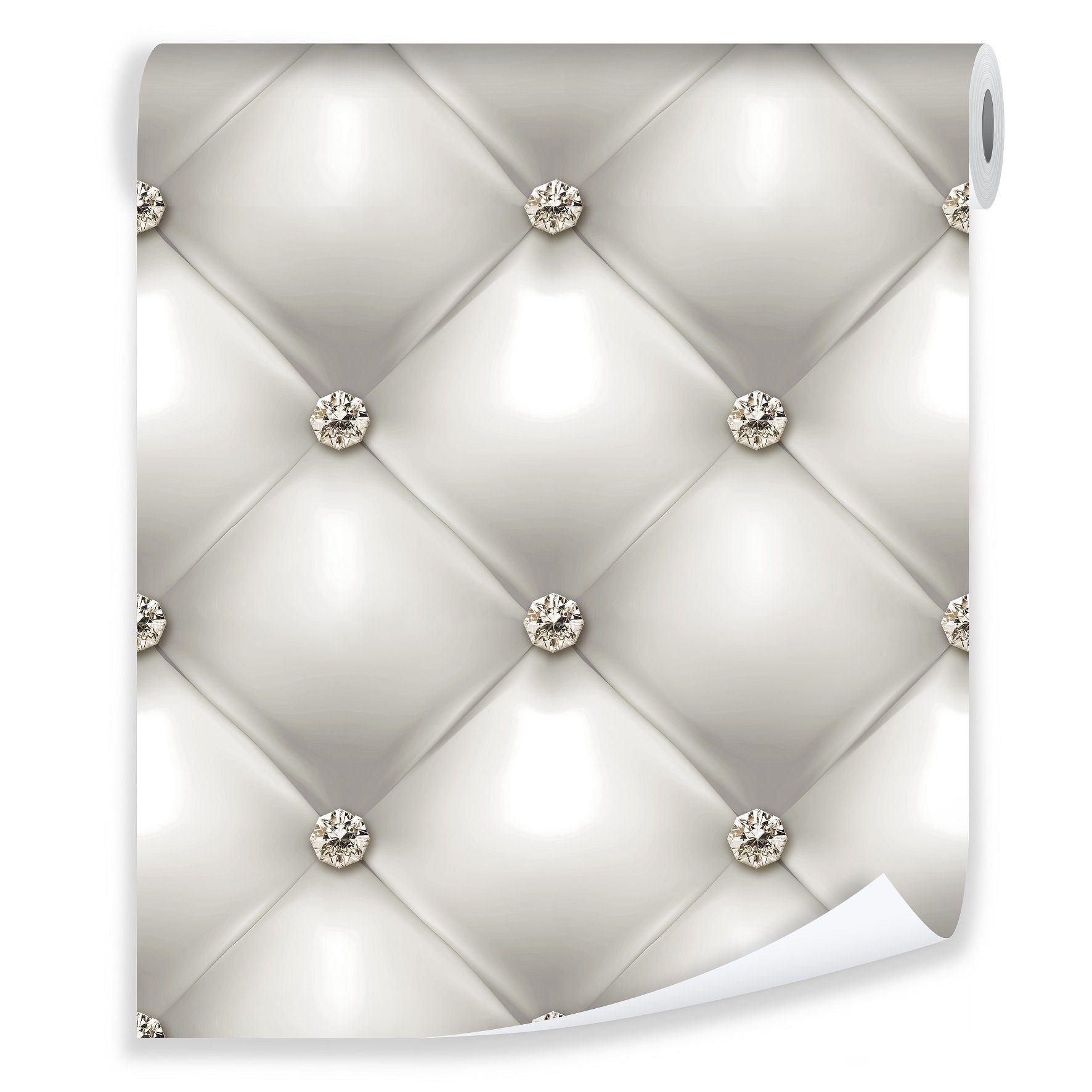 Wallarena Vliestapete Grau Abstrakt Diamanten Lederoptik 3D Effekt Luxus 10m x 50cm, Premium Halbmatt Glatt Vlies, Abstrakt, 3D-Tapete, (Eine Rolle, 1 St., Vliestapete), Vliestapete grau Wohnzimmer Schlafzimmer Küche Tapete + Kleister