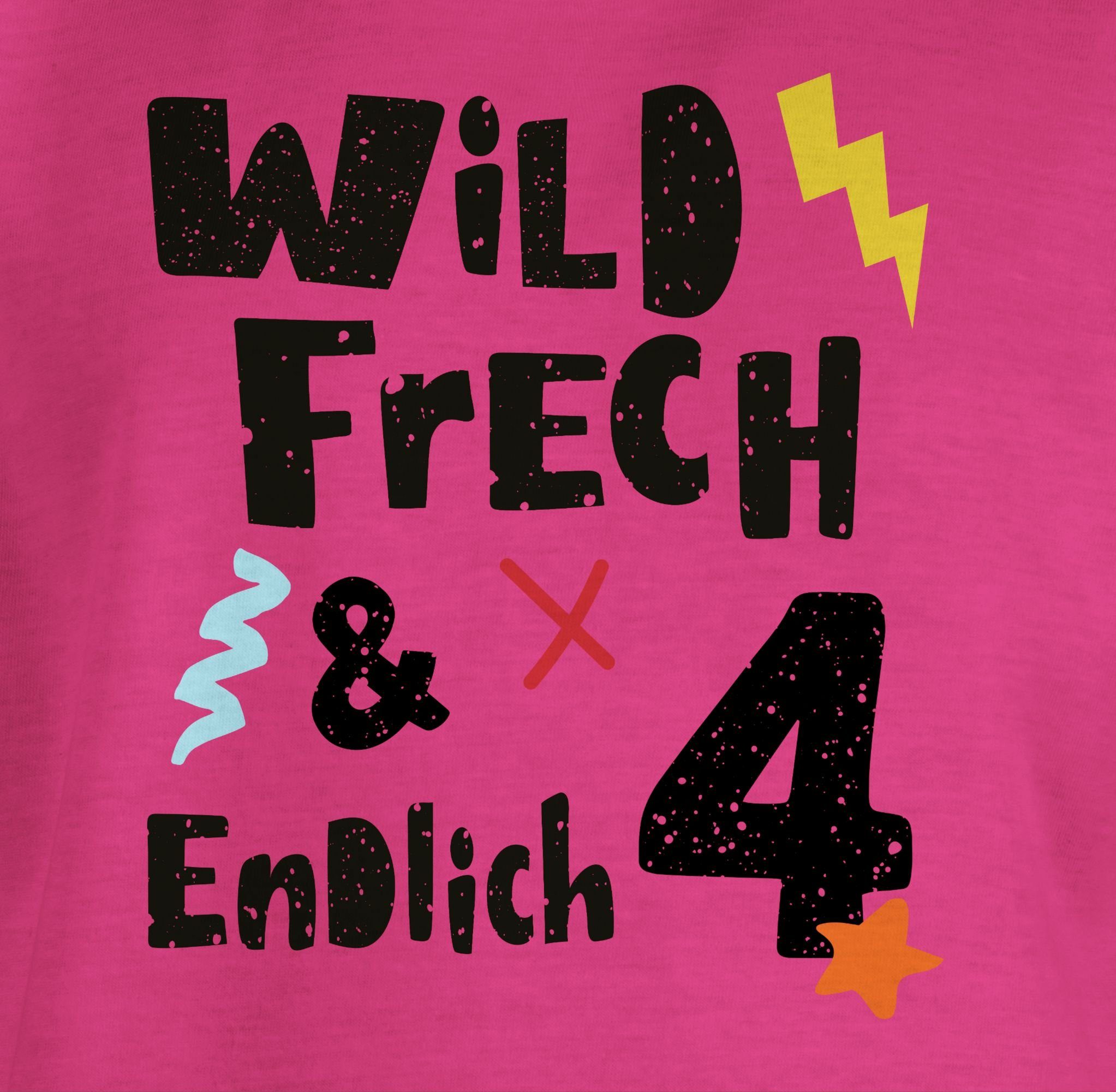 Shirtracer vier T-Shirt Fuchsia frech Wild 1 endlich und Jahre 4. Geburtstag Wunderbar - 4