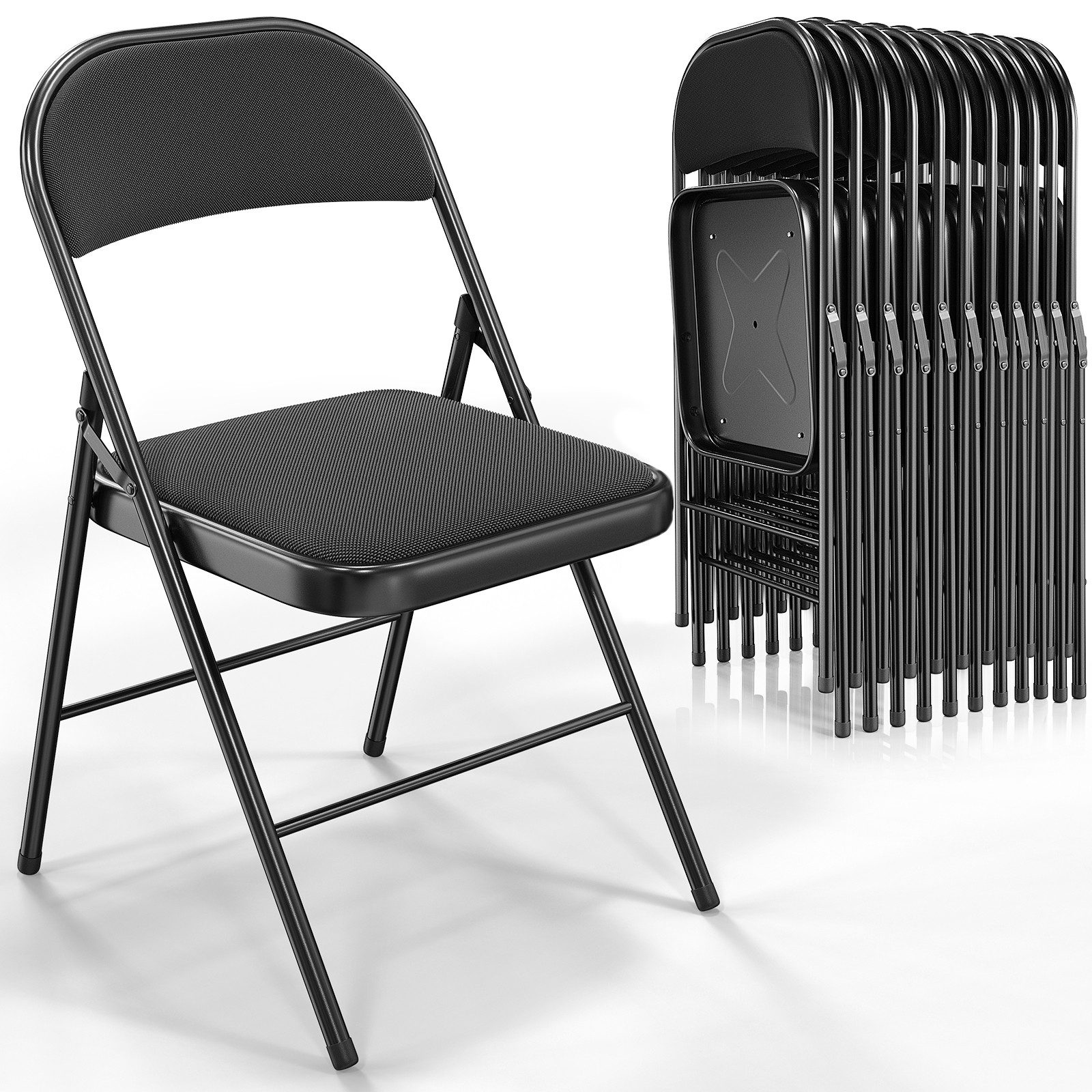 VINGLI Klappstuhl 4er/6er/8er/10er/12er Set aus Stahl & Stoff, Gepolsterte Klappstühle (12 St), bis 159 kg, für Veranstaltungen, Büro & …