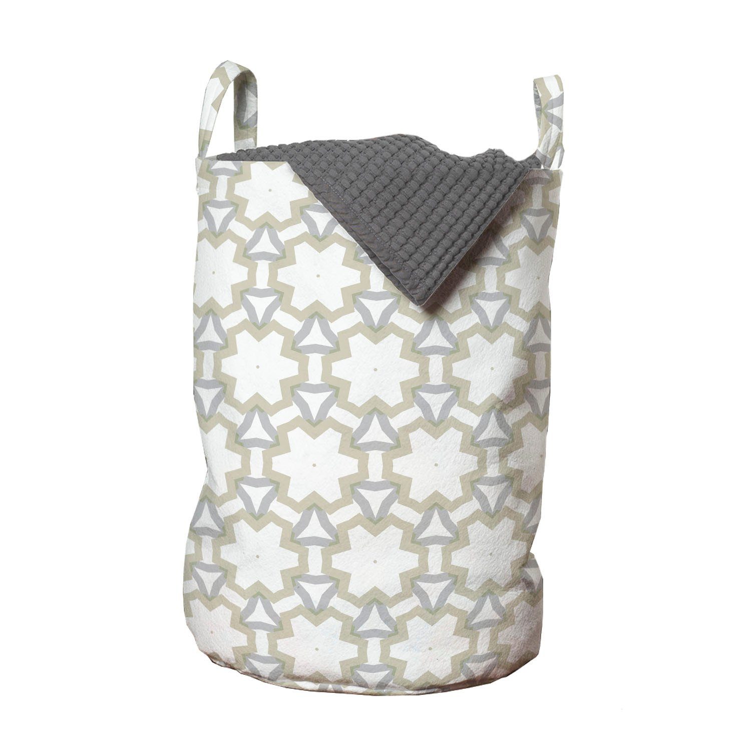 Abakuhaus Wäschesäckchen Wäschekorb mit Griffen Kordelzugverschluss für Waschsalons, Abstrakt Punkte in Hexagonal Shapes | Wäschesäcke