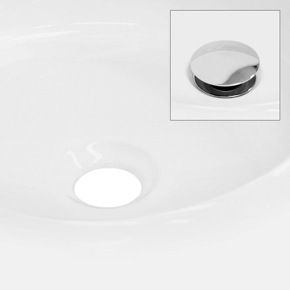 LuxeBath Waschbecken Aufsatzwaschtisch aus Keramik Waschtisch für Badezimmer und Gäste-WC, Aufsatzwaschtisch Handwaschbecken Waschplatz Weiß Ø 420 x 170 mm Rund