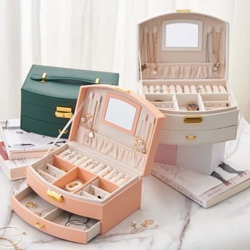 FIDDY Schmuckkasten Mehrschichtige, abschließbare Damen-Schmuck-Aufbewahrungsbox, (1 St), Schubladen-Aufbewahrungsbox für Ohrring-Schmuck