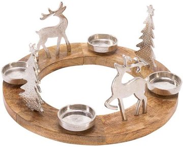 Schneider Adventsleuchter Rentiere, Weihnachtsdeko, aus Mangoholz und Aluminium