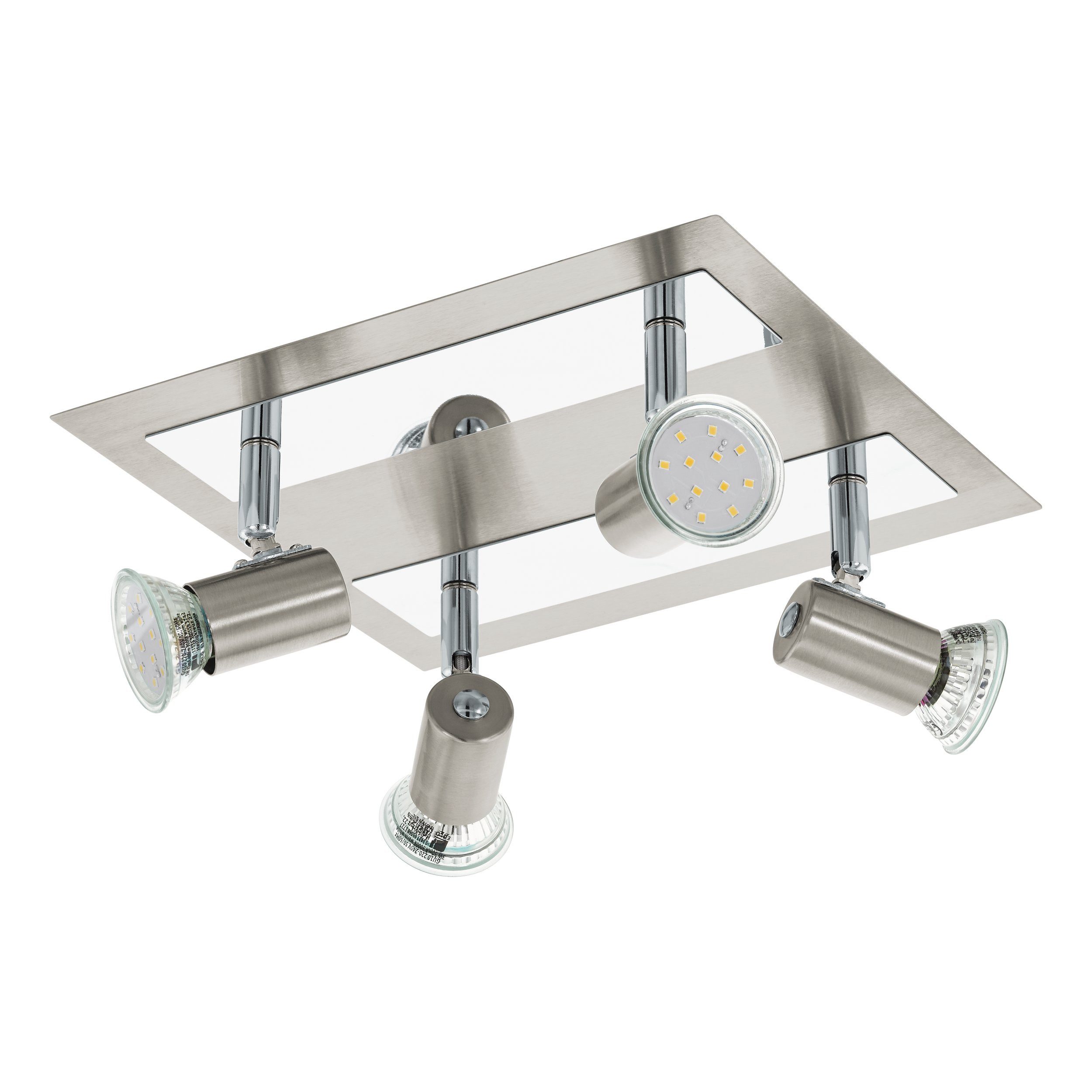 EGLO LED Deckenspot Rottelo, Leuchtmittel inklusive, Spot - L26 x B24 cm - nickel-matt, chrom - 4X4,6W inkl.