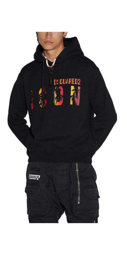 Rundhalspullover Dsquared2 ICON Sunset Pullover Schwarz Herren