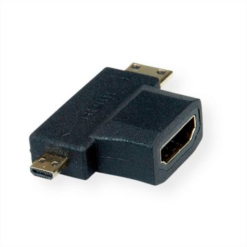 VALUE HDMI T-Adapter HDMI - HDMI Mini + HDMI Micro Audio- & Video-Adapter HDMI Typ A Weiblich (Buchse) zu HDMI Typ C (Mini) Männlich (Stecker)