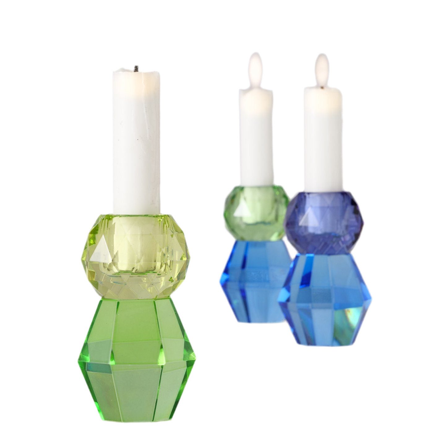 MF Kerzenhalter Kerzenhalter Lunaria Kristallglas bunt modern 3er Set (3 St)
