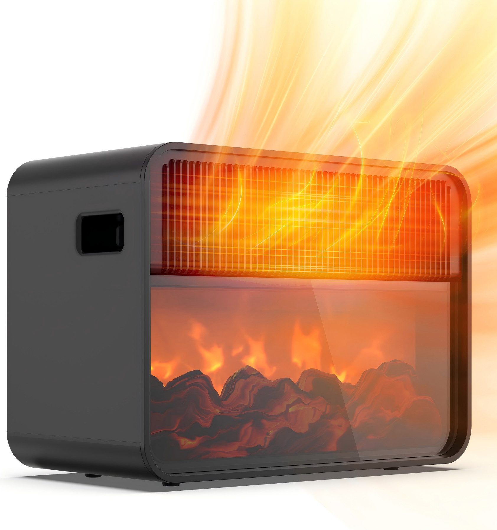 Teendow Тепловентиляторы Keramik heizlüfter leise, 3D Kaminflammeffekt, heizung energiesparend, 1500 W, Fernbedienung, PTC-Keramiktechnologie, 3-Heizmodi, Kindersicherung