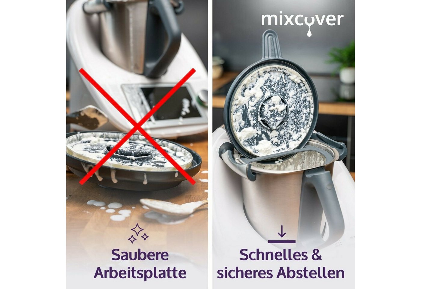 Thumbnail - Mixcover Küchenmaschinen-Adapter mixcover Deckelhalter und Abstreifhilfe kompatibel mit Vorwerk Thermomix TM6 TM5 TM31
