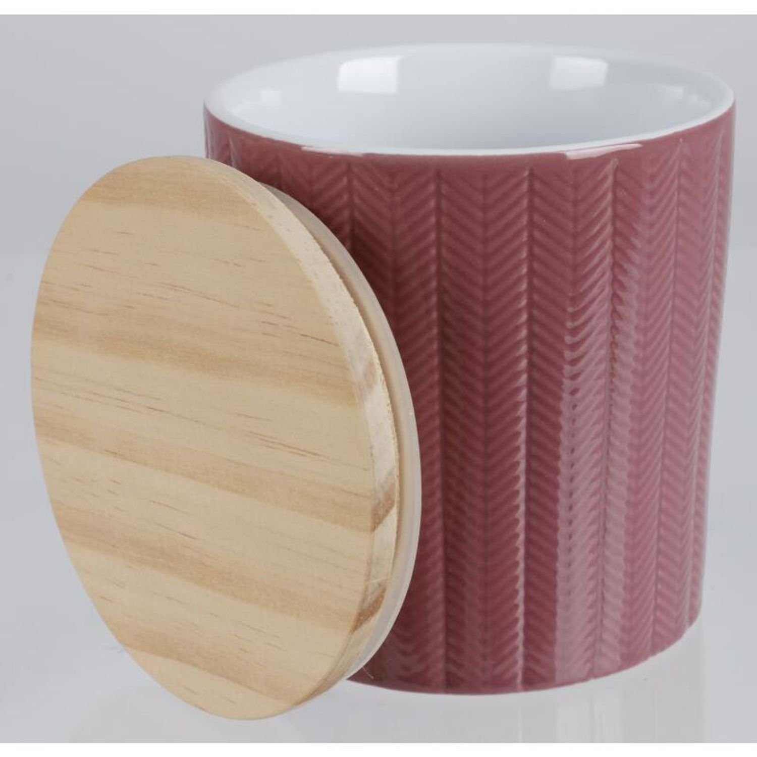 BURI Vorratsdose 12x Keramik-Vorratsdosen Keramik mit Set Lebensmi, Box Holzdeckel 10x10cm Gefäß