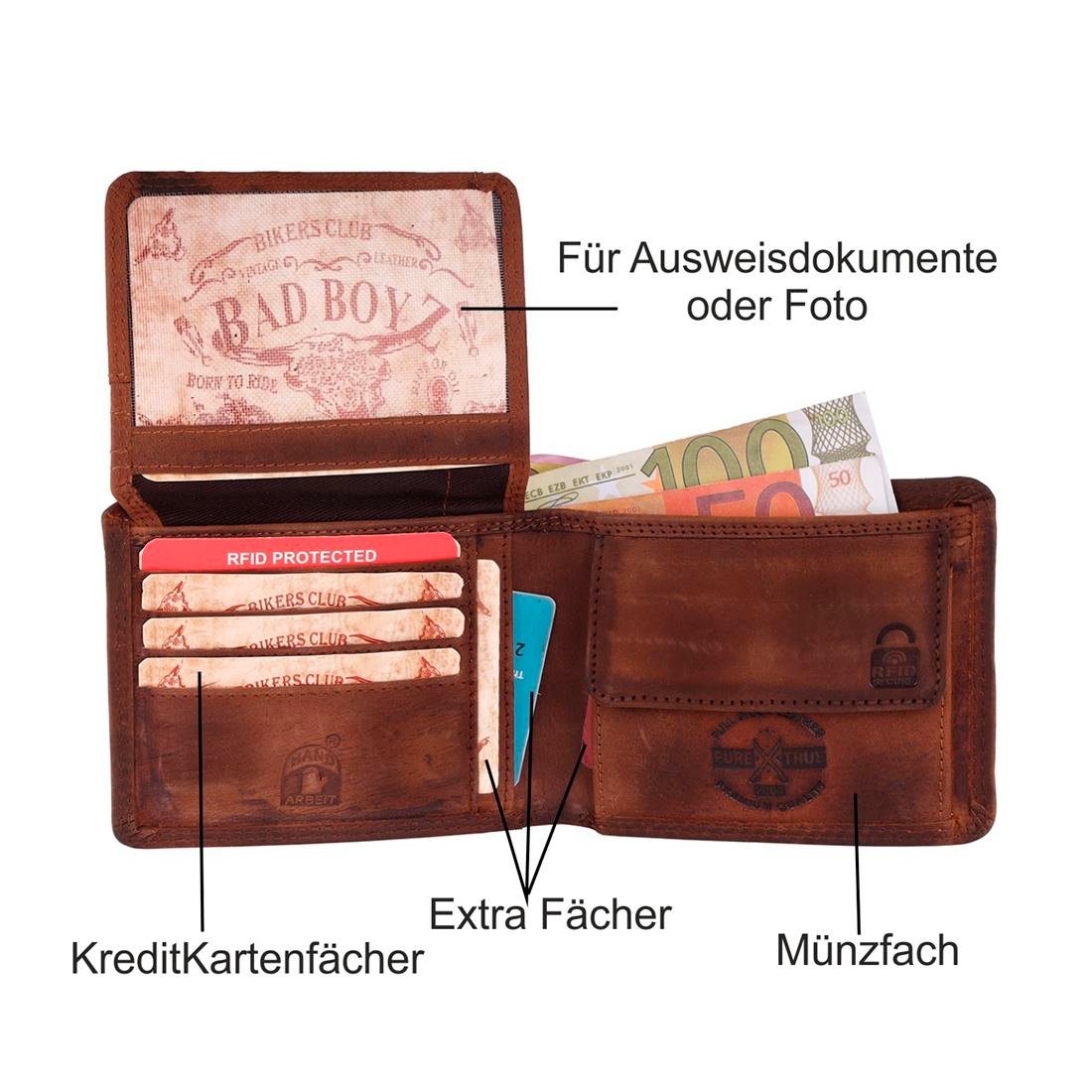 Lederbörse mit Brieftasche Geldbörse Leder Börse SHG Männerbörse Herren Portemonnaie, Münzfach