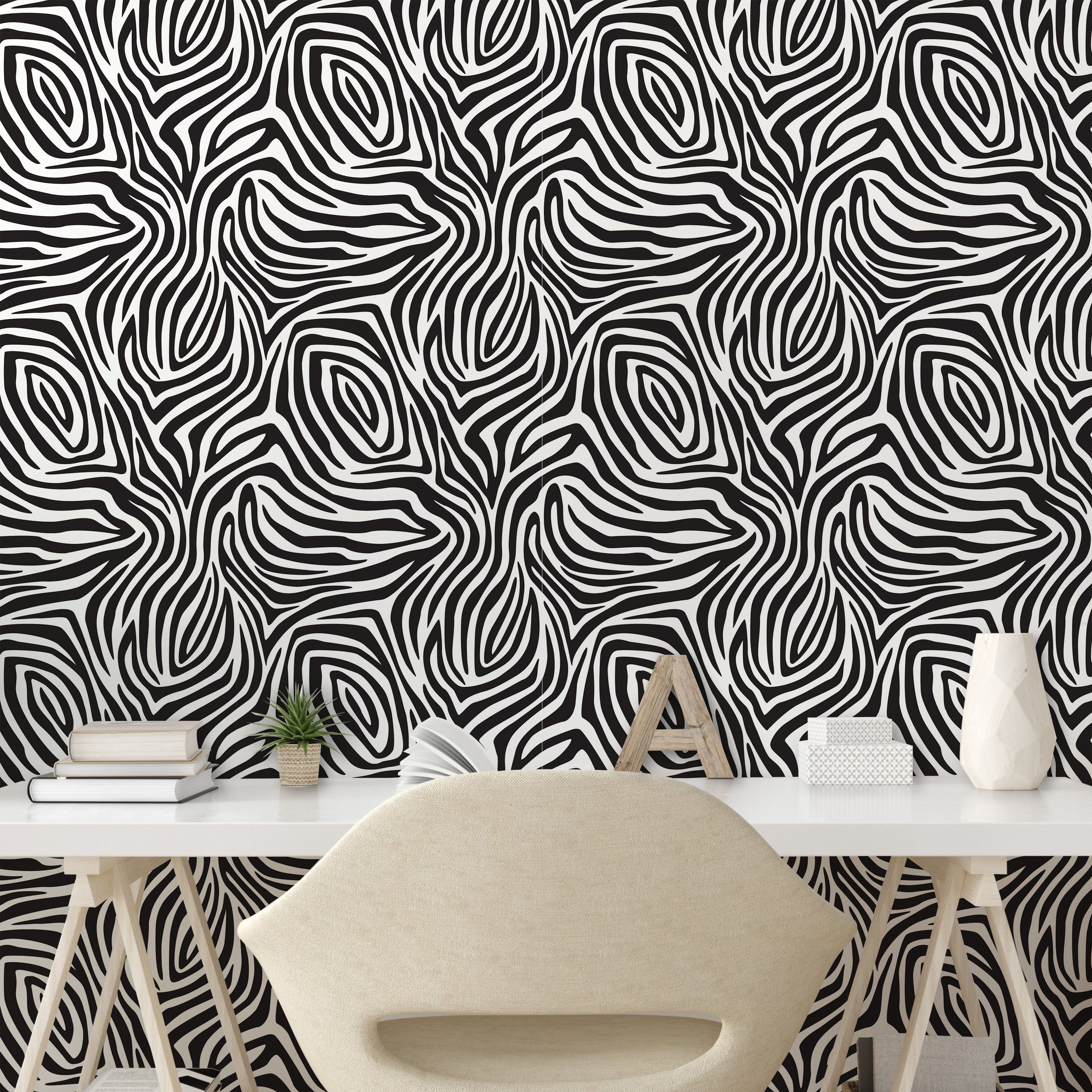 selbstklebendes Vinyltapete Küchenakzent, Wohnzimmer Zebra-Haut-Muster Streifen Abakuhaus