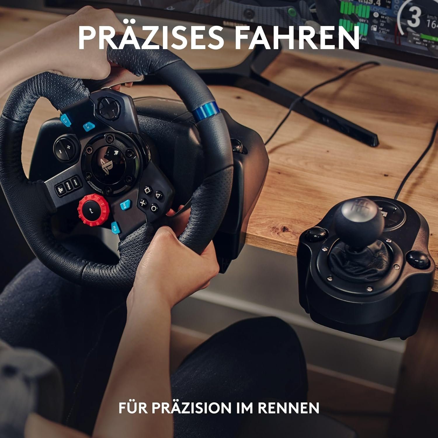 Logitech G923 mit Pedalen und Schaltung Playstation PS5, PS4, PC Windows Gaming-Lenkrad (Driving Force Komplett Set mit 6 Gänge Schaltknauf Schalthebel, Rennlen – Bild 5 von 5
