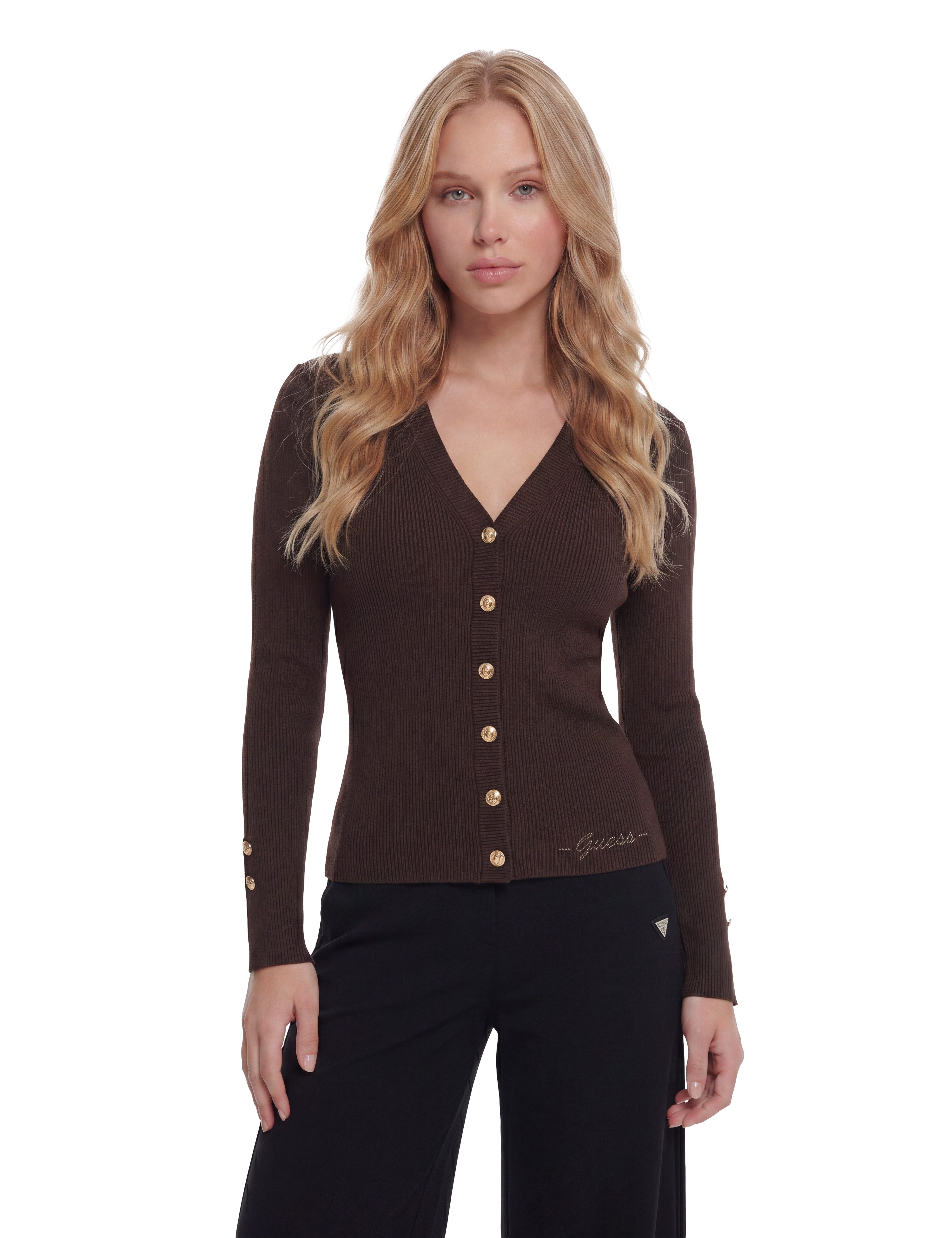 Guess Cardigan LS VN ELLIE CARDI SWTR mit geknöpften Ärmelenden, Viskosemix