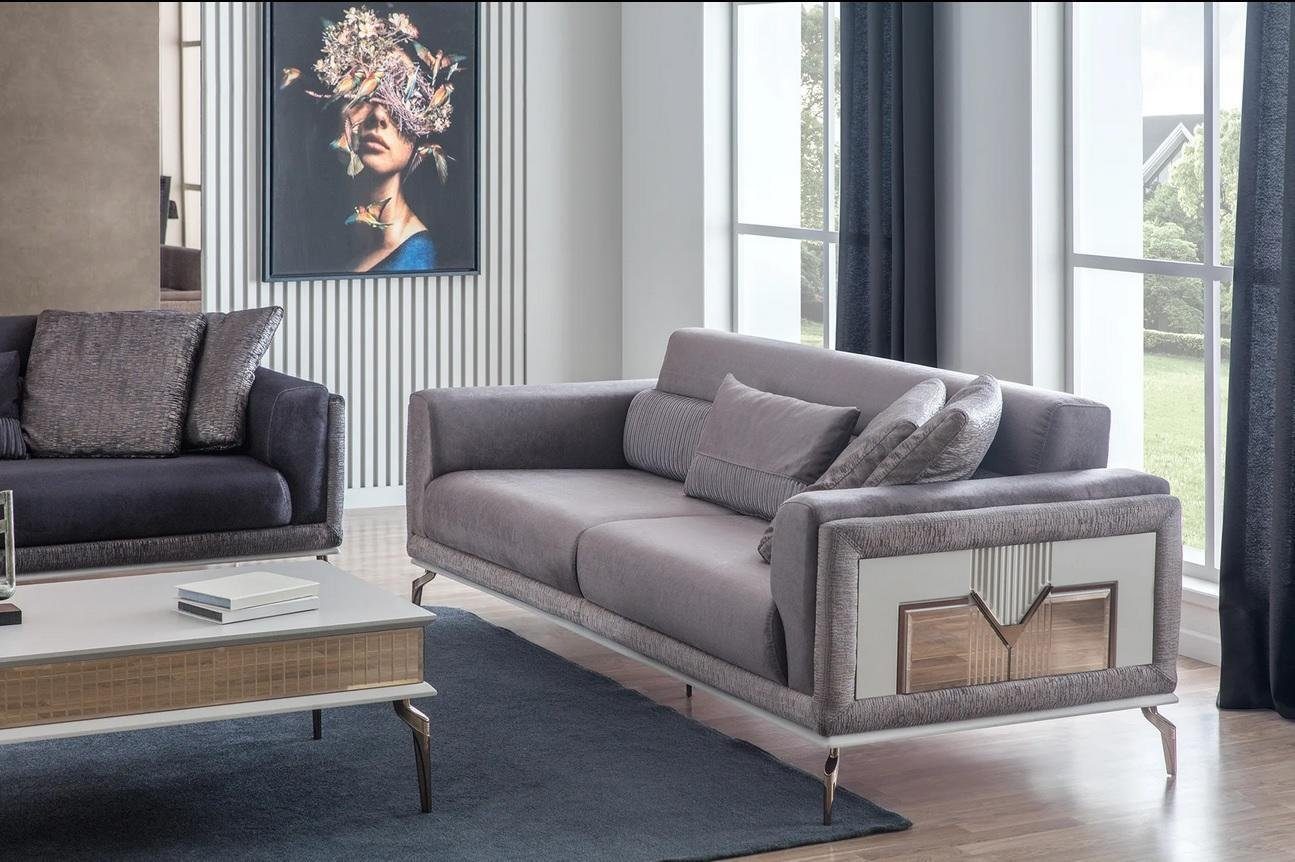 Sofas + Moderne 1x 2x Made Sessel JVmoebel Europa Wohnzimmer-Set + 3+3+1 Couchtisch), Set Couchtisch in Couchtisch, 3-Sitzer (4-St., Sessel Wohnzimmer 1x