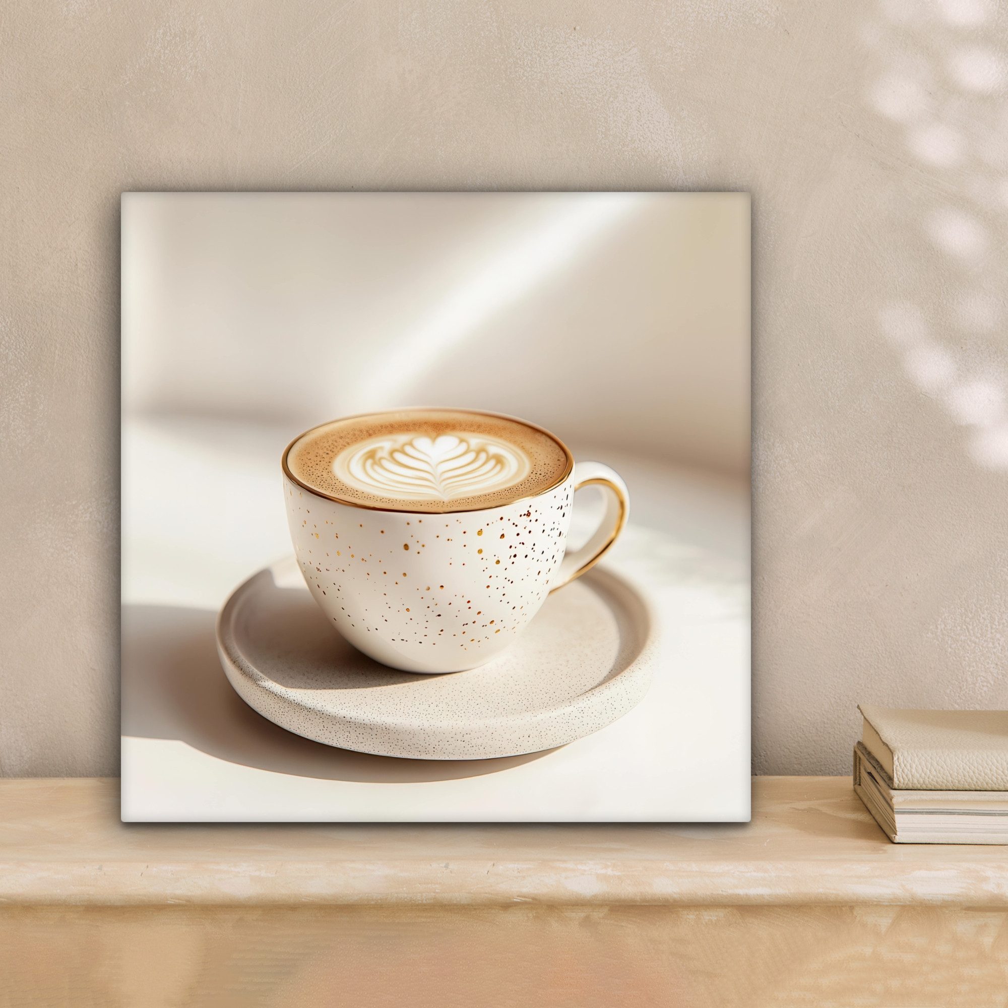 OneMillionCanvasses® Leinwandbild Cappuccino - Schaumstoff - Schale - Beige günstig online kaufen