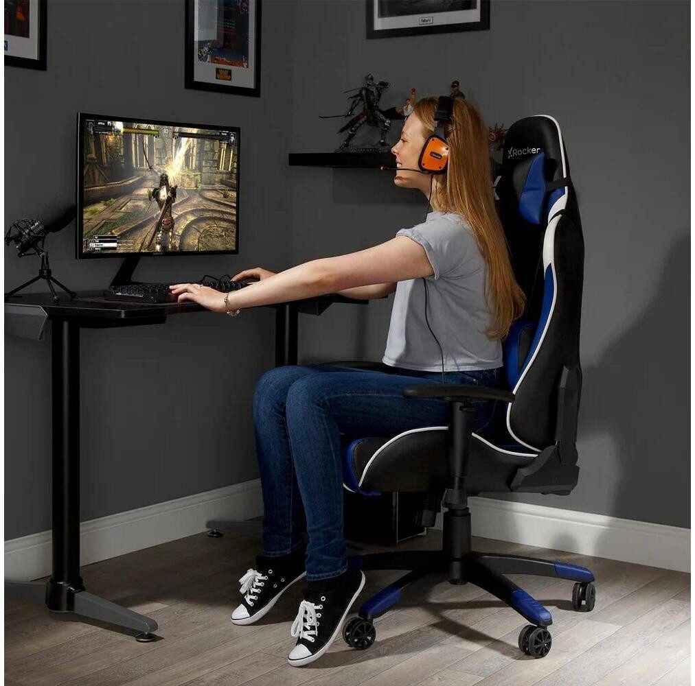 X Rocker Gaming-Stuhl Agility eSports Gaming-Bürodrehstuhl - blau/schwar