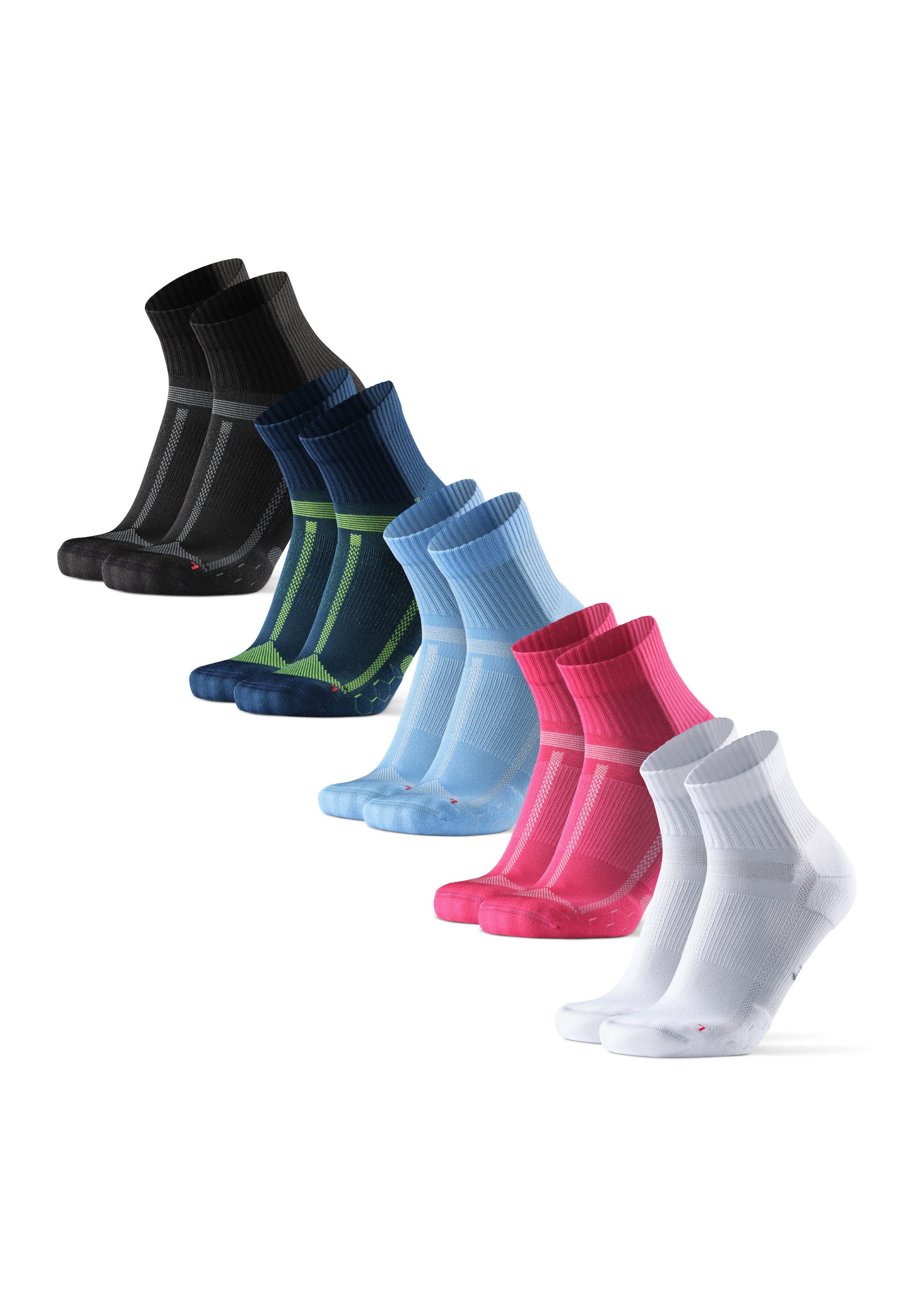 DANISH ENDURANCE Basicsocken Long Distance Quarter (5-Paar) rutschfeste Sportsocken, Ideal für Läufer, Anti-Blasen
