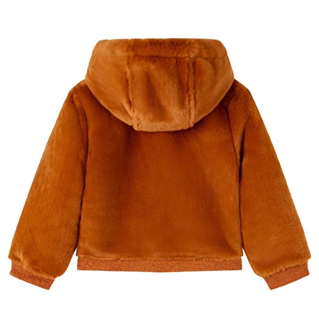 vidaXL Kapuzentop Kinder-Kapuzenjacke Kunstpelz Cognac 116