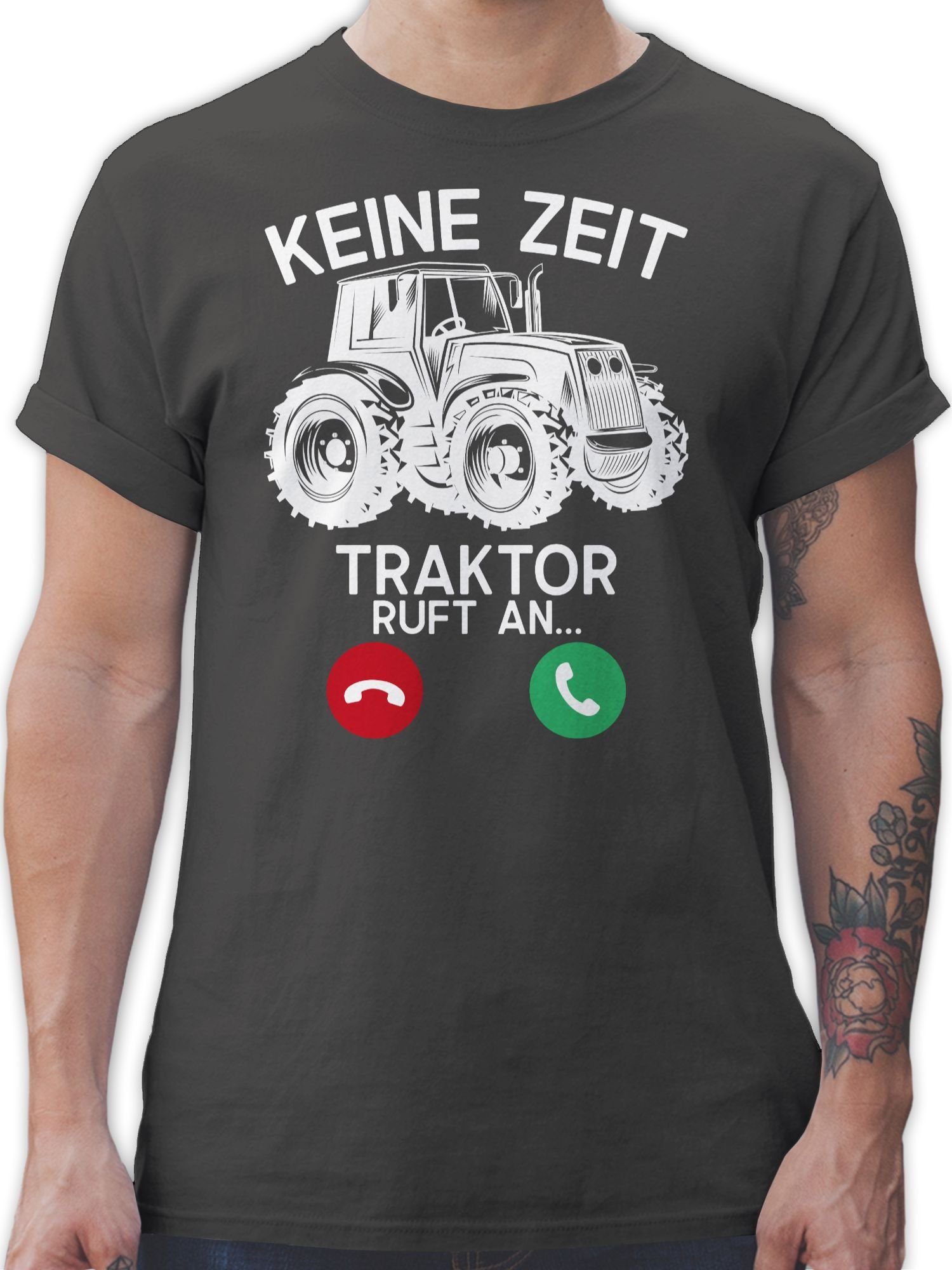 Shirtracer T-Shirt Keine Zeit - Traktor ruft an - weiß Fahrzeuge 3 Dunkelgrau