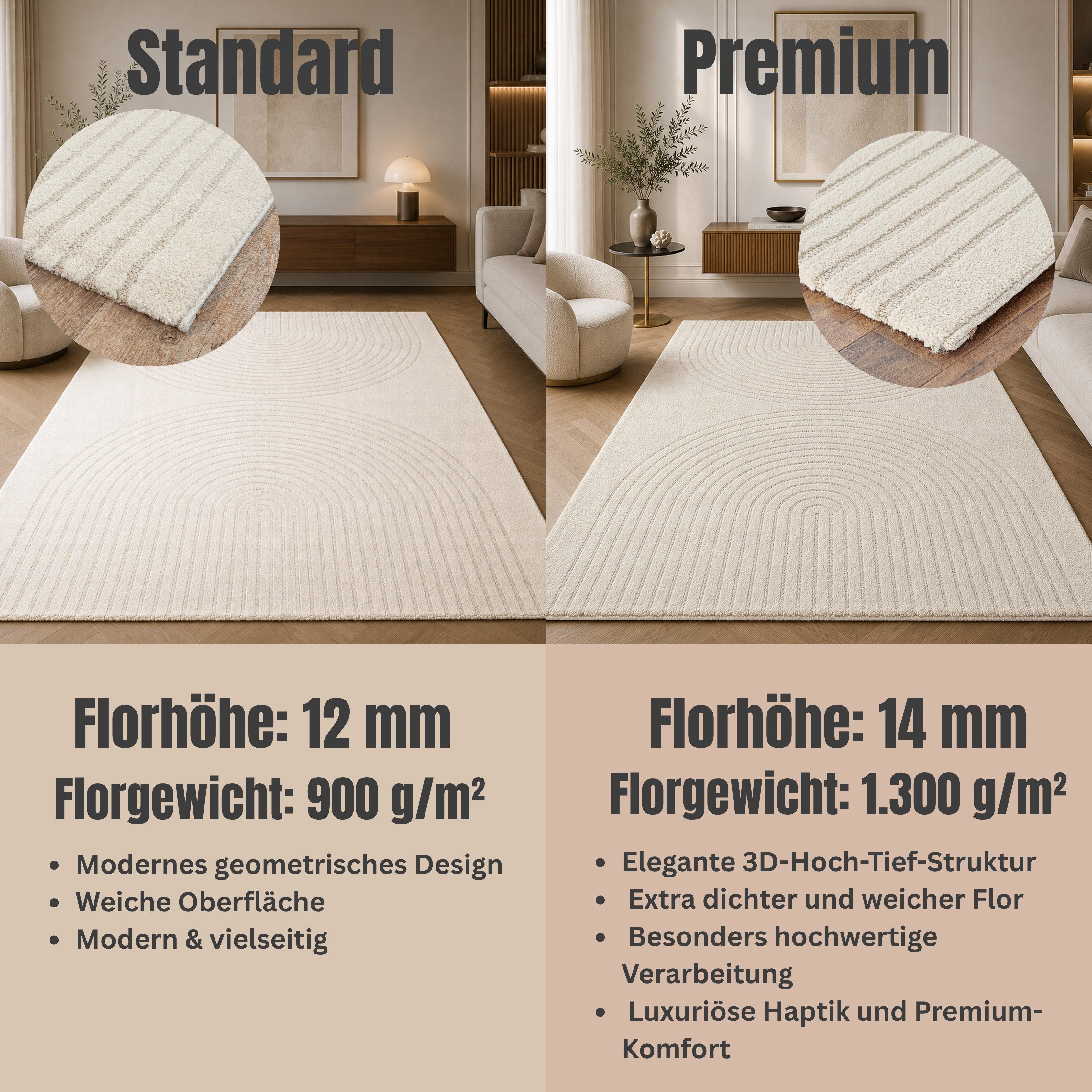 OTTO home Designteppich Soft Dune in Standard- und Premium-Qualität, 3D Optik/Hoch-Tief Effekt, rechteckig, moderner Wohnzimmer Teppich, hohe Flordichte und ang – Bild 4 von 5
