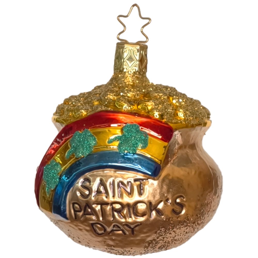 INGE-GLAS® Christbaumschmuck Schatz der Iren zum St. Patrick’s Day, 7,5cm (1-tlg), mundgeblasen, handbemalt