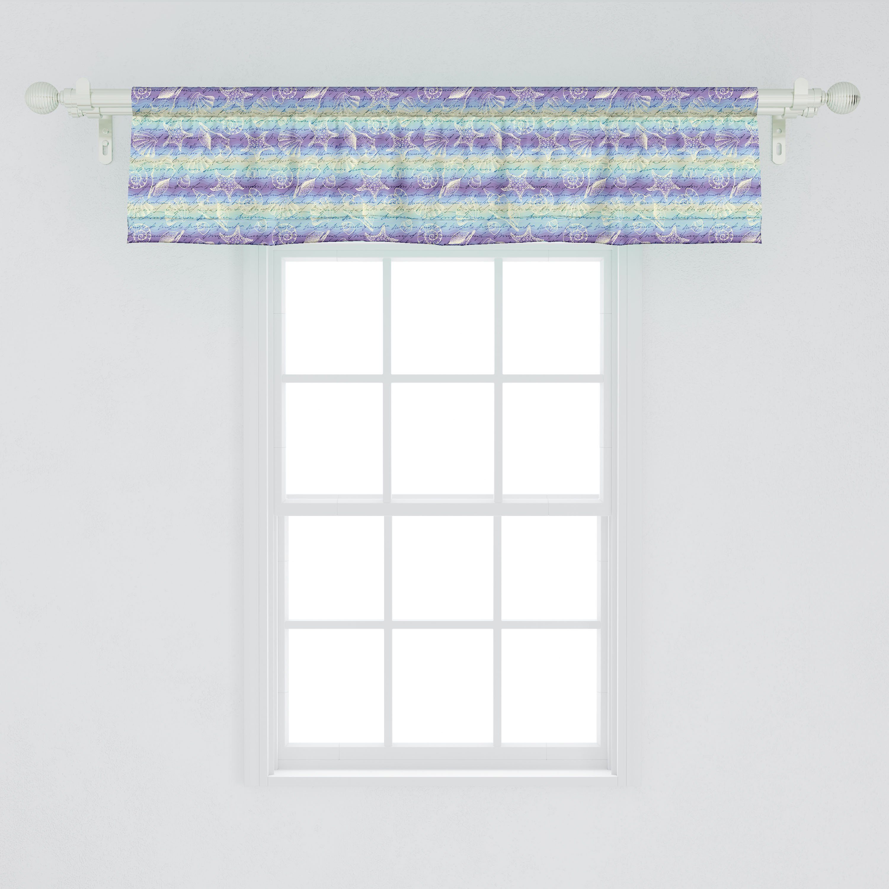 Scheibengardine Vorhang Volant für Küche Nautical Ozean Schlafzimmer mit Abakuhaus, Microfaser, Letter Dekor of Stangentasche, Elements