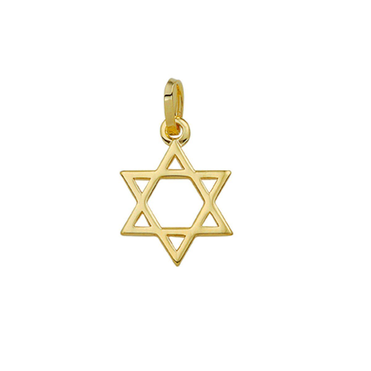NICEANDnoble Kettenanhänger 585er-Gold 14 kt. Anhänger Davidstern poliert Gelbgold, Goldschmuck für Damen und Herren