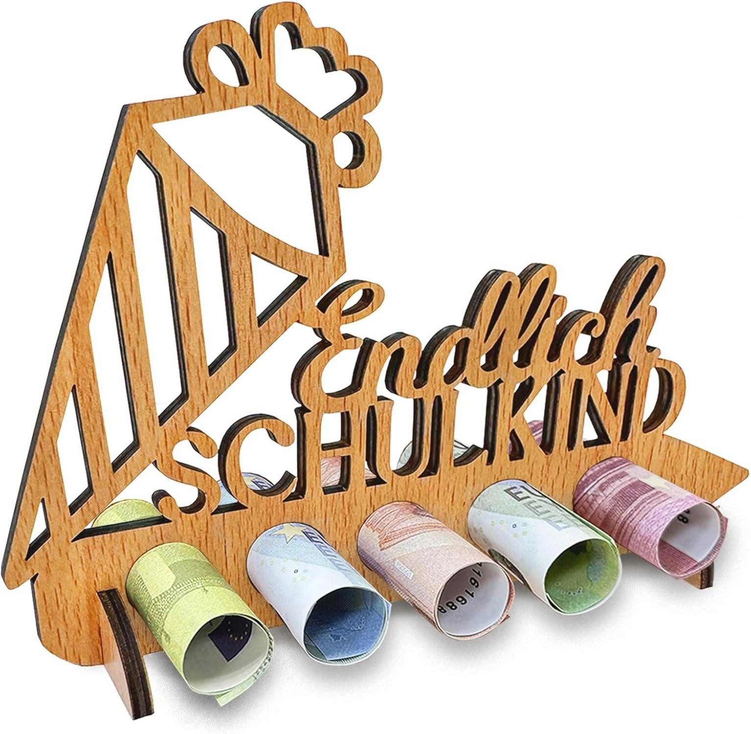 Dekohänger Schultüte Geldgeschenk Einschulung Holz Mädchen Jungen Kreatives