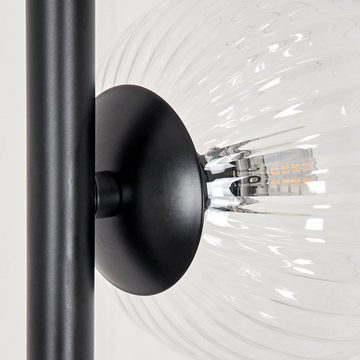 hofstein Stehlampe Stehlampe aus Metall/Riffelglas in Schwarz/Klar, ohne Leuchtmittel, Leuchte mit Glasschirmen (12cm),Fußschalter, 6xG9, ohne Leuchtmittel