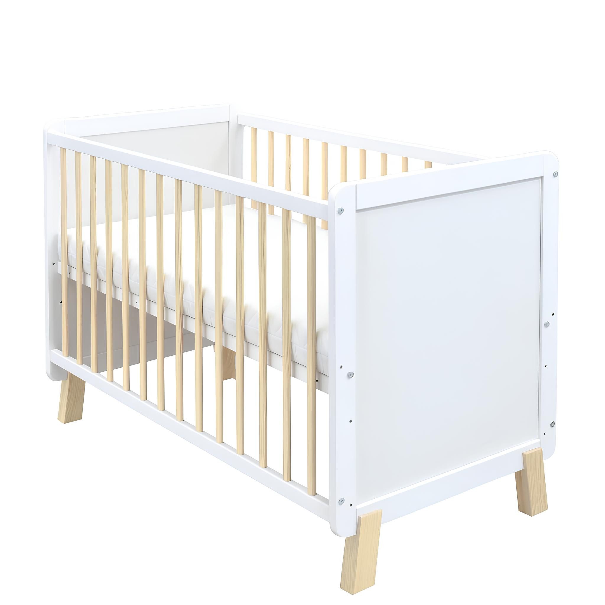 Baby-Delux Babybett Lou Weiß Kiefernholz Schutzgitter, günstig online kaufen