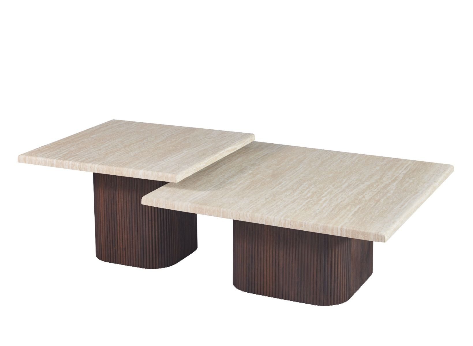 alesvelt Couchtisch Set Alviano Travertin Tischplatten mit edlem Sockel im günstig online kaufen