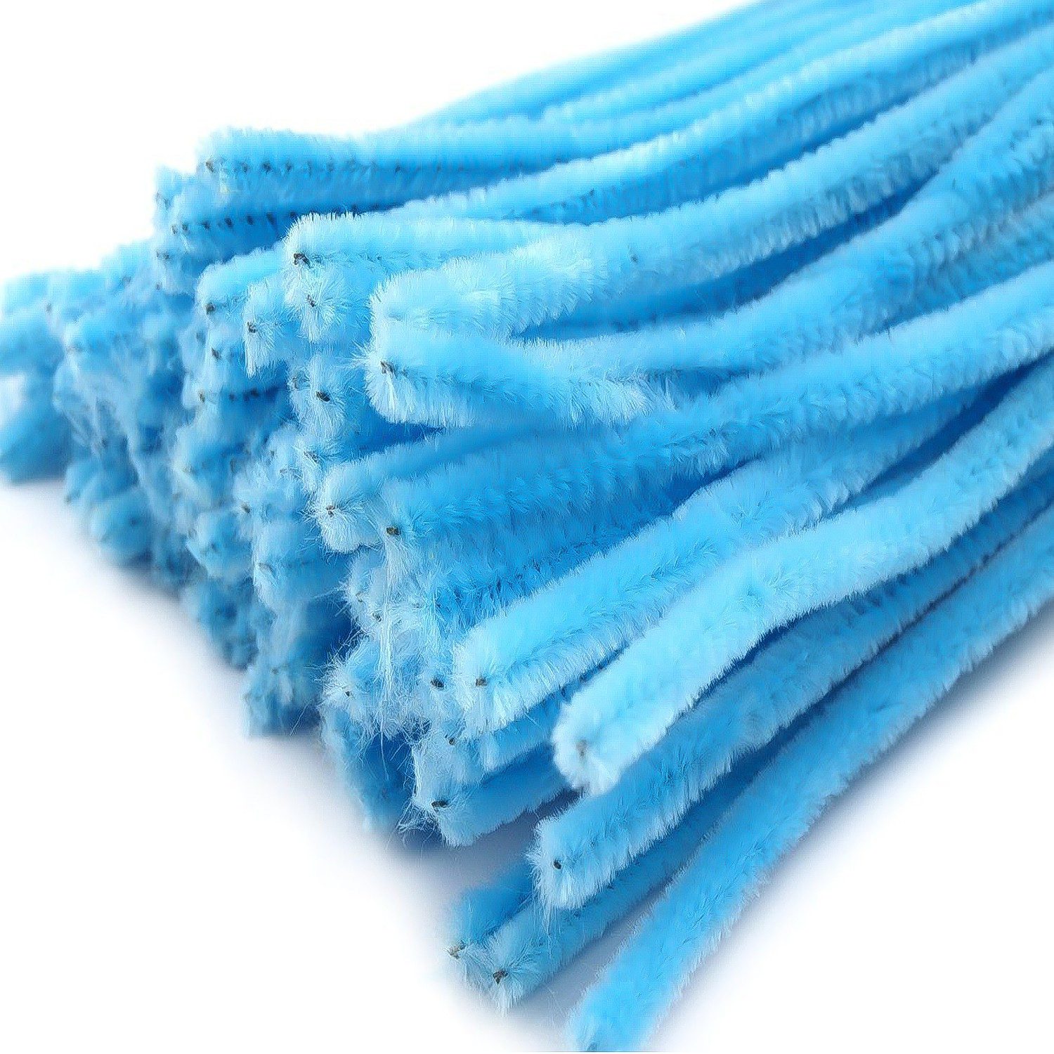 maDDma Basteldraht 20 Draht Pfeifenreiniger 6 mm Länge 30cm CHENILLE Farbe wählbar, himmelblau