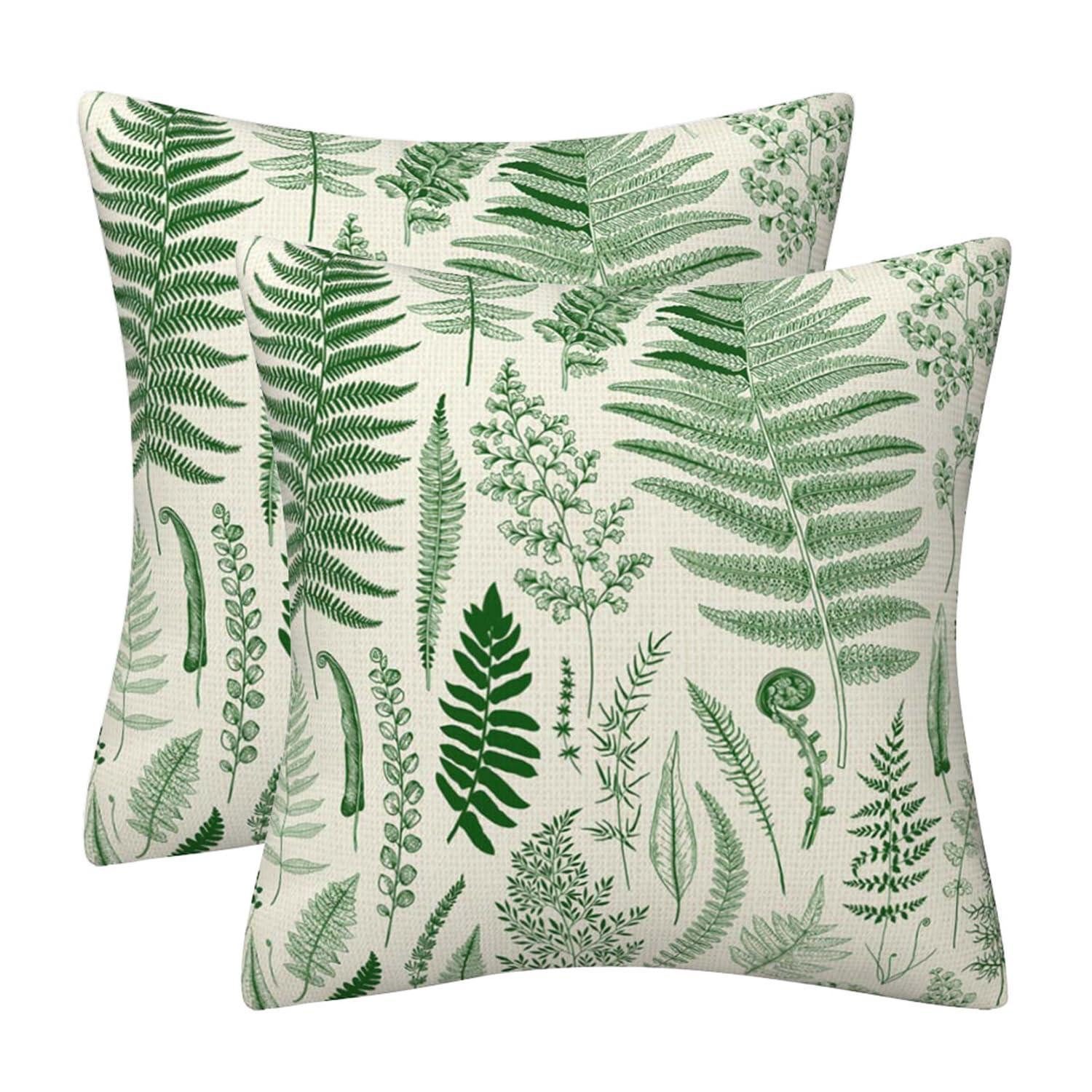 LuxusKollektion Kissenbezug Kissenbezug 45x45cm Grün Vintage Blatt 2er Set, (2 Stück)