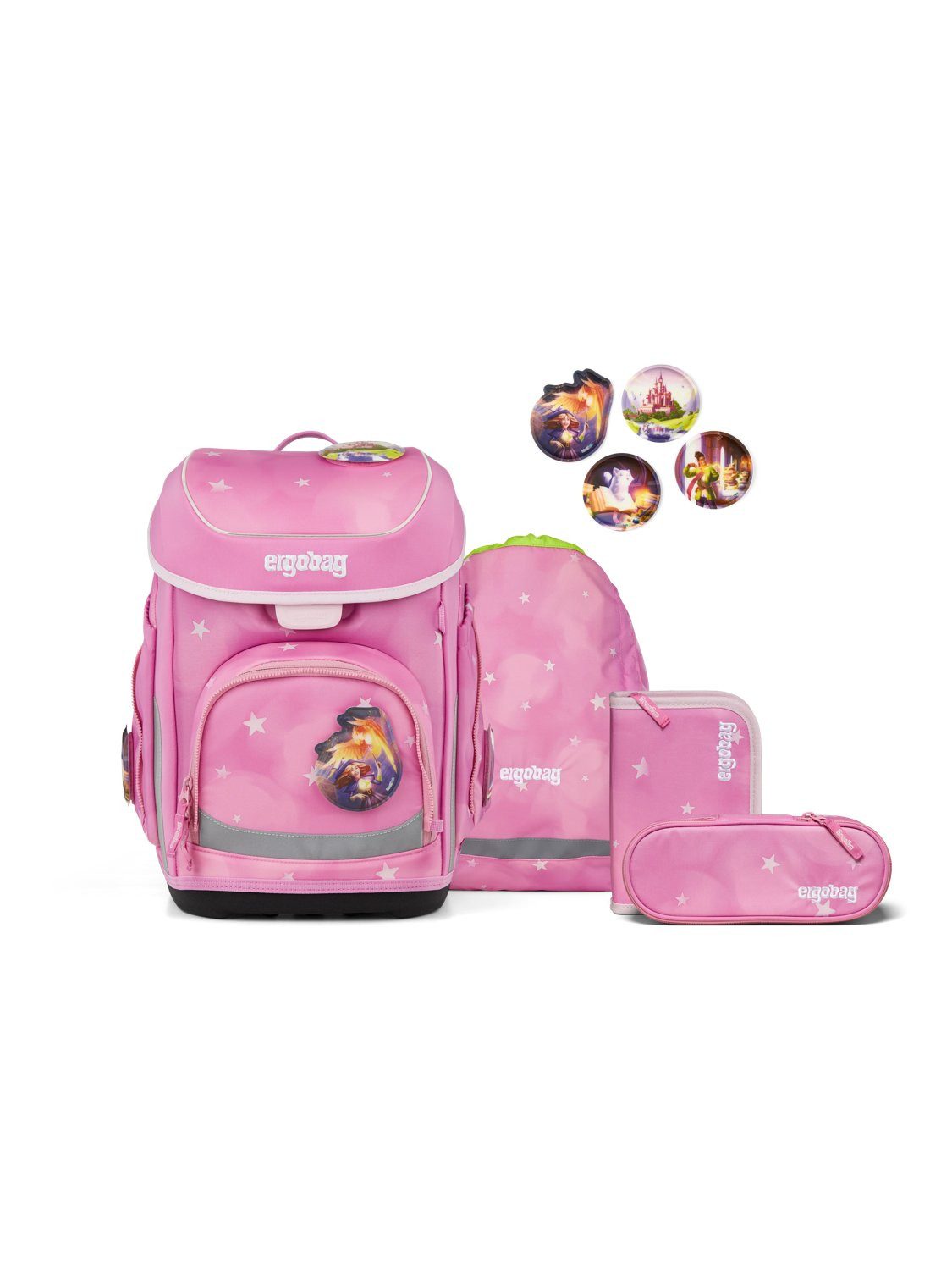 ergobag Schulranzen cubo Set (5-tlg., 5-teiliges Set), größenverstellbares Rückensystem