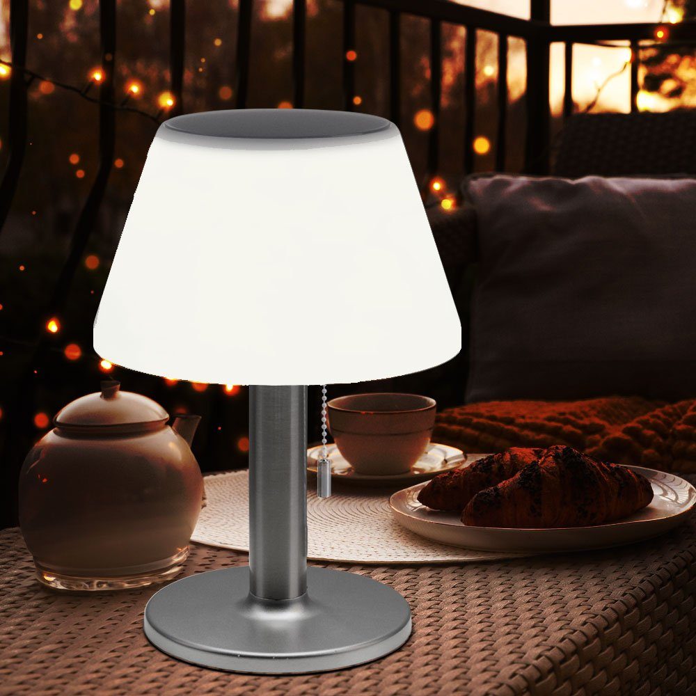 Expo Börse Außen-Tischleuchte, LED-Leuchtmittel fest verbaut, Kaltweiß, Tischlampe Außenbereich Solarlampe weiß Gartenleuchte, Akku