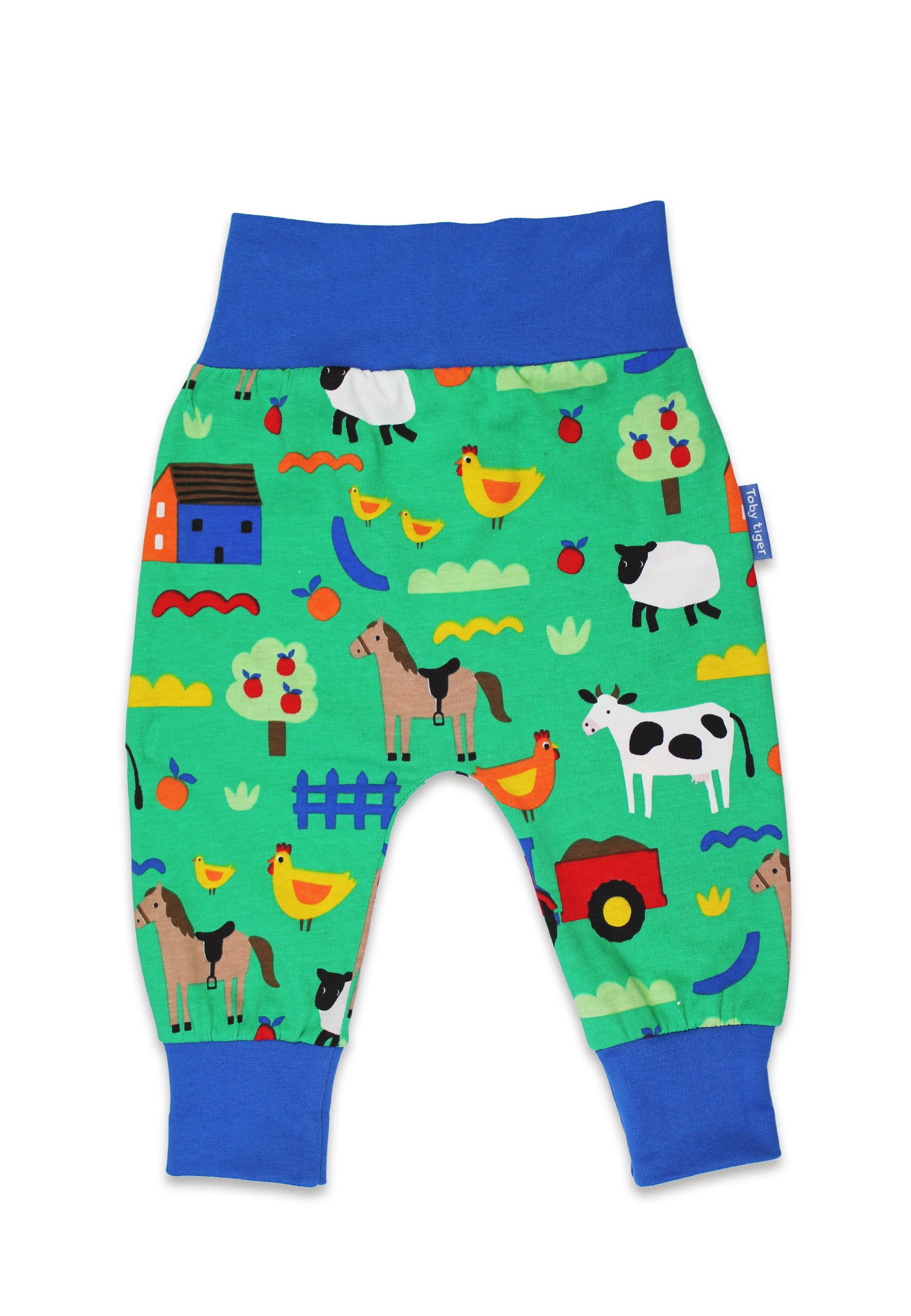Schlupfhose Hose mit Hillside Bauernhof Print