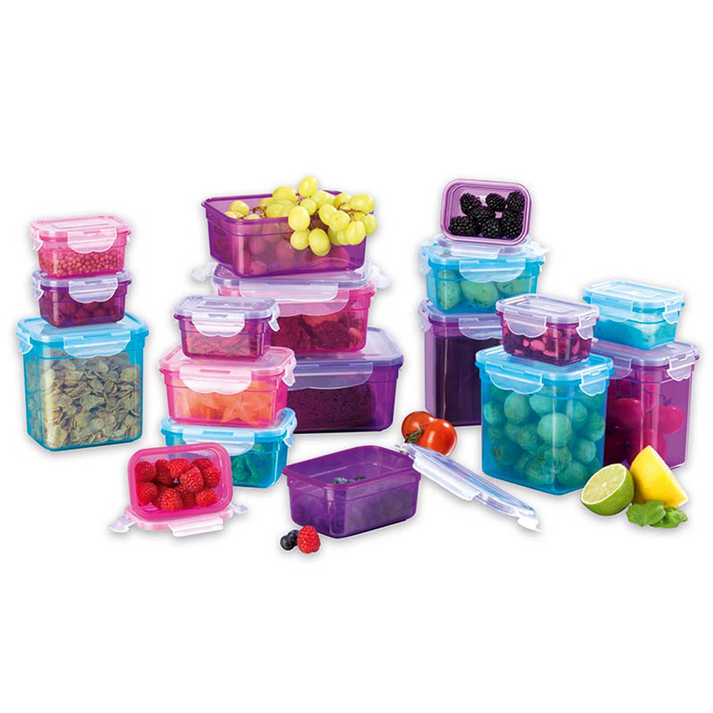 GOURMETmaxx Frischhaltedose Vorratsdose Lunchbox klick-it 3 Farben auslaufsicher, (18er Set, 36-tlg), geeignet für Spülmaschine, Gefrierschrank und Mikrowelle, stapelbar