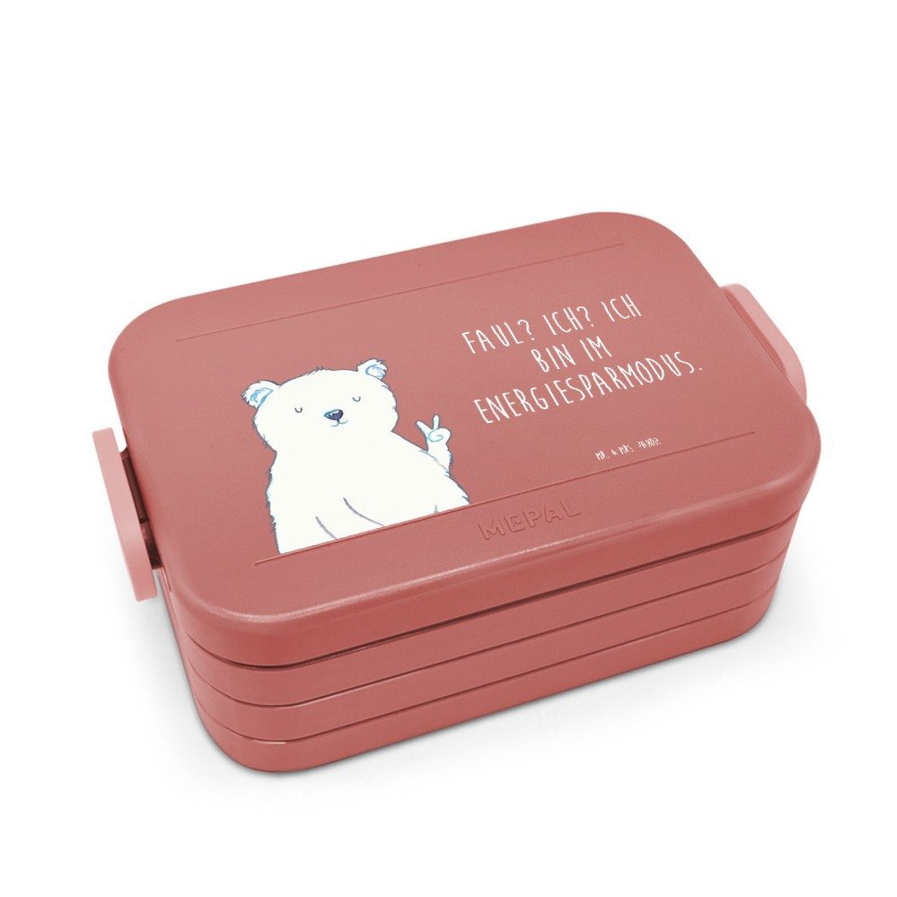 Mr. & Mrs. Panda Butterdose Eisbär Faul Motiv, Bentobox, Rot Pastell, Bento Box, Lunchbox, Arbeit, Polypropylen lebensmittelecht, (Packung), Meal Prep Box Lunchbox Relaxen