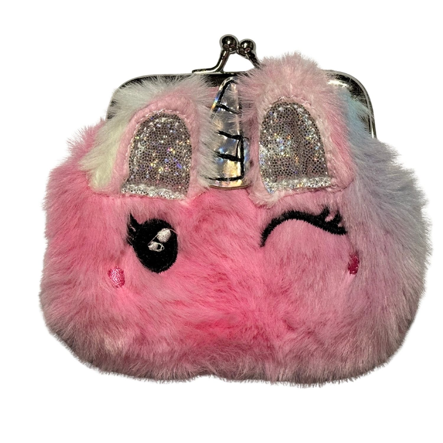 bb Klostermann Geldbörse Flauschige Einhorn Knipsbörse für Kinder - 9,5x9 cm