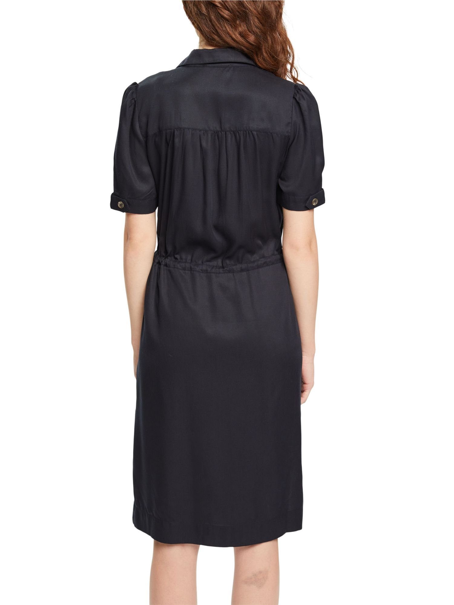 Kordelzug, mit TENCEL™ Midikleid BLACK Kleid Esprit