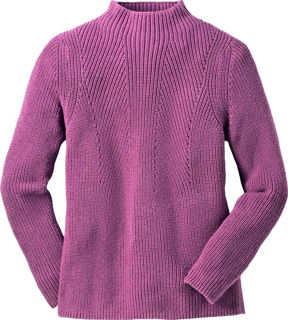 Emilia Parker Stehkragenpullover mit effektvollem Patentstrick
