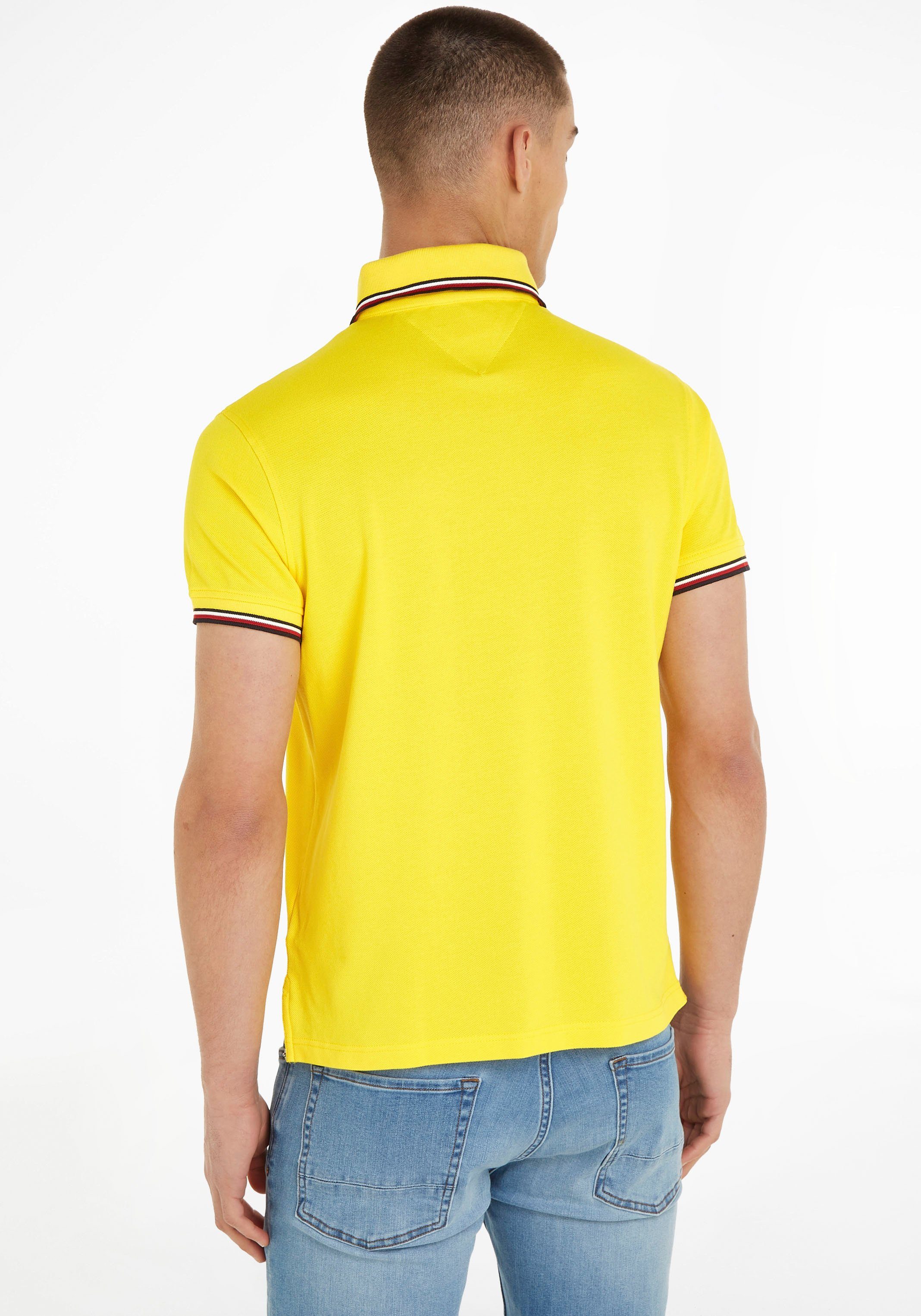 Tommy Hilfiger Poloshirt 1985 yellow mit TIPPED Kragen und POLO TH-Farben SLIM Ärmel an RWB