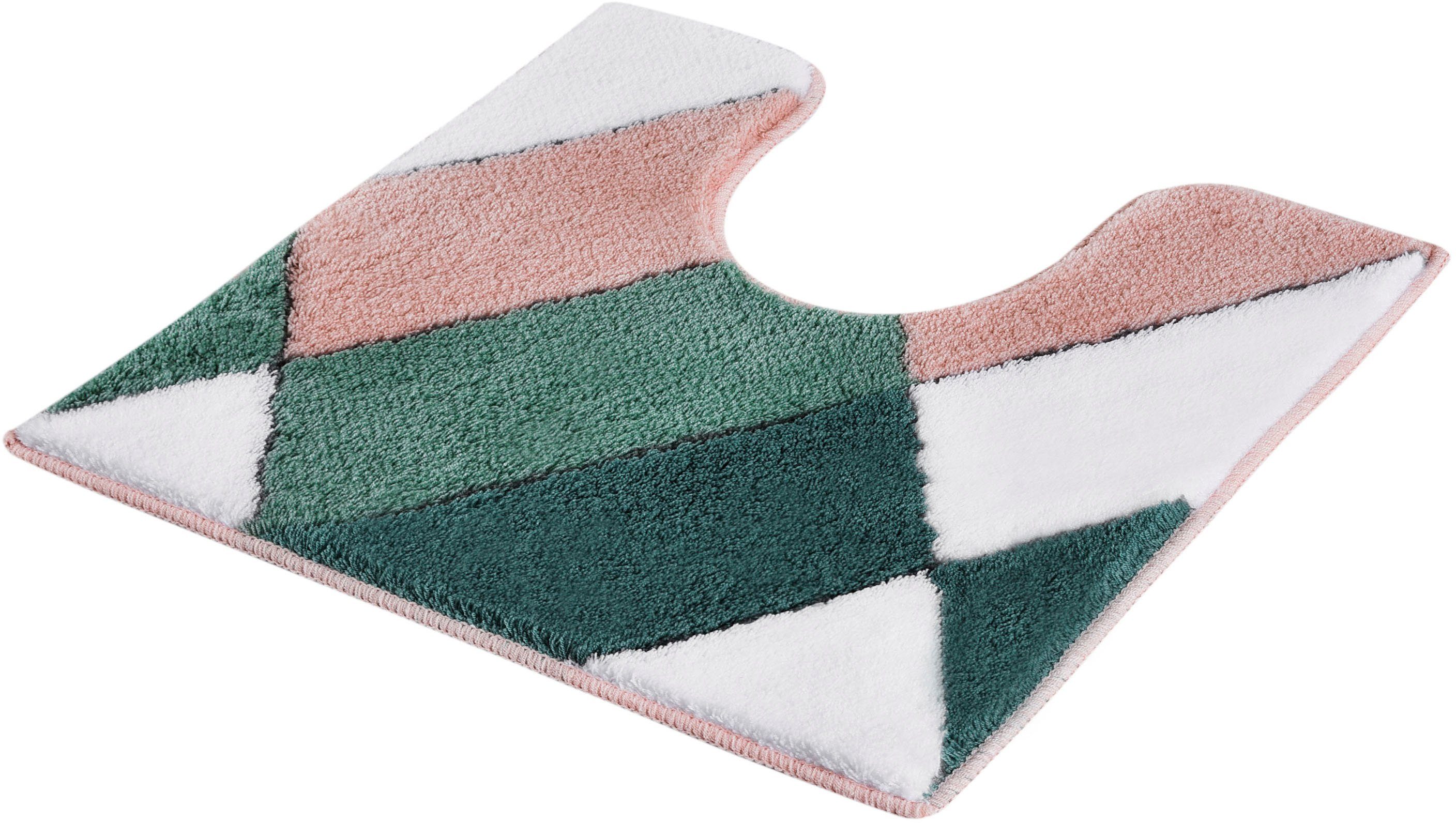 Kleine Wolke Badematte Ayana, Badvorleger, Badezimmer Teppich, Höhe 15 mm, rutschhemmend beschichtet, fußbodenheizungsgeeignet, Polyacryl, rechteckig, WC Vorleger mit Ausschnitt, Badteppich, modernes Rauten Design, leichter Hoch-Tief Effekt