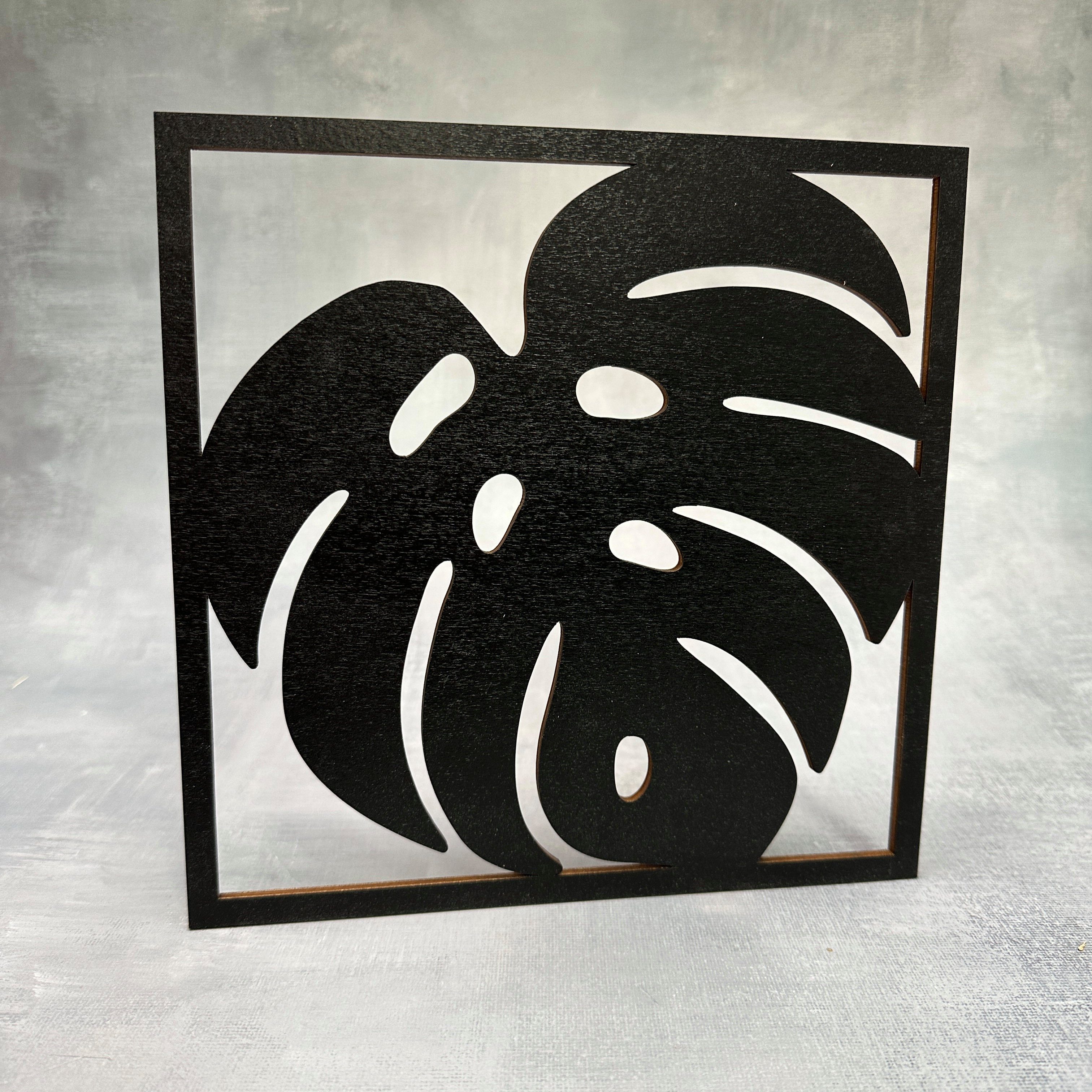 WoodFriends Wandbild Philodendron Palmenblatt Monstera Wandbild Dekoration, aus Holz lackiert
